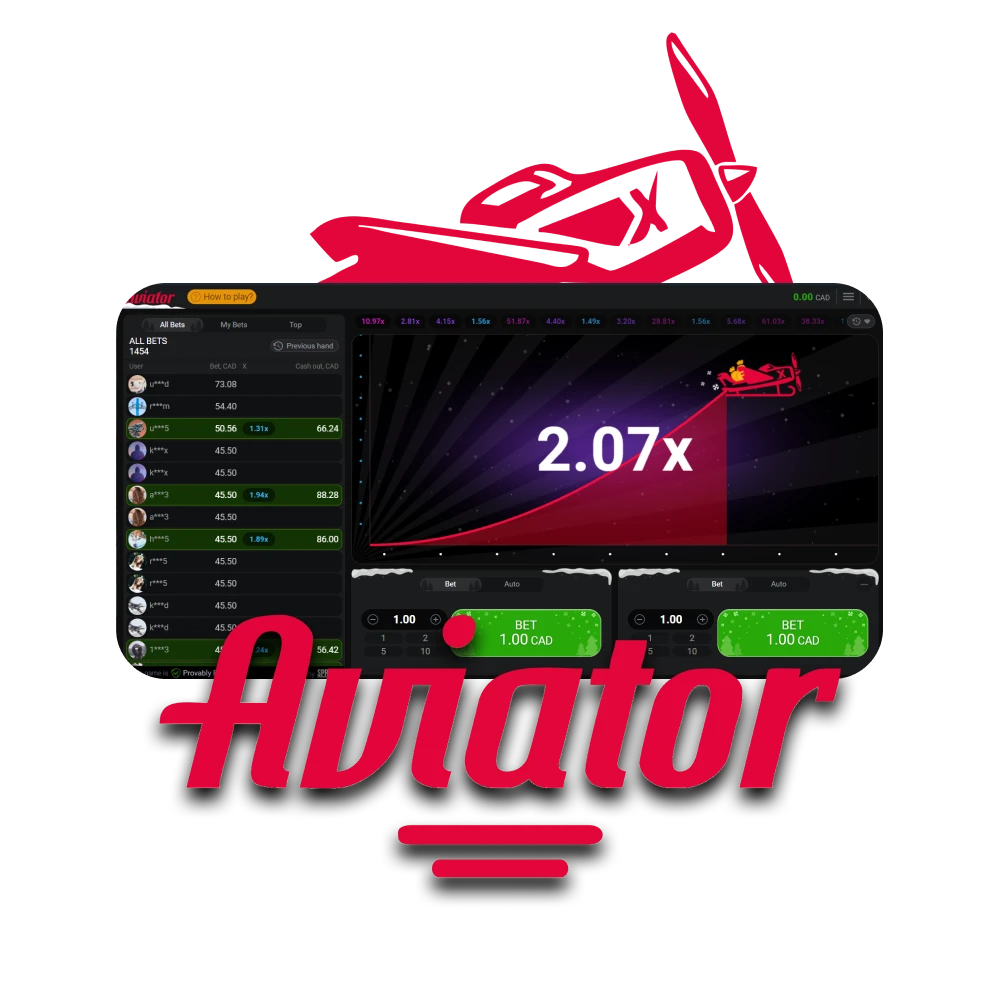 Choose Aviator for casino games.