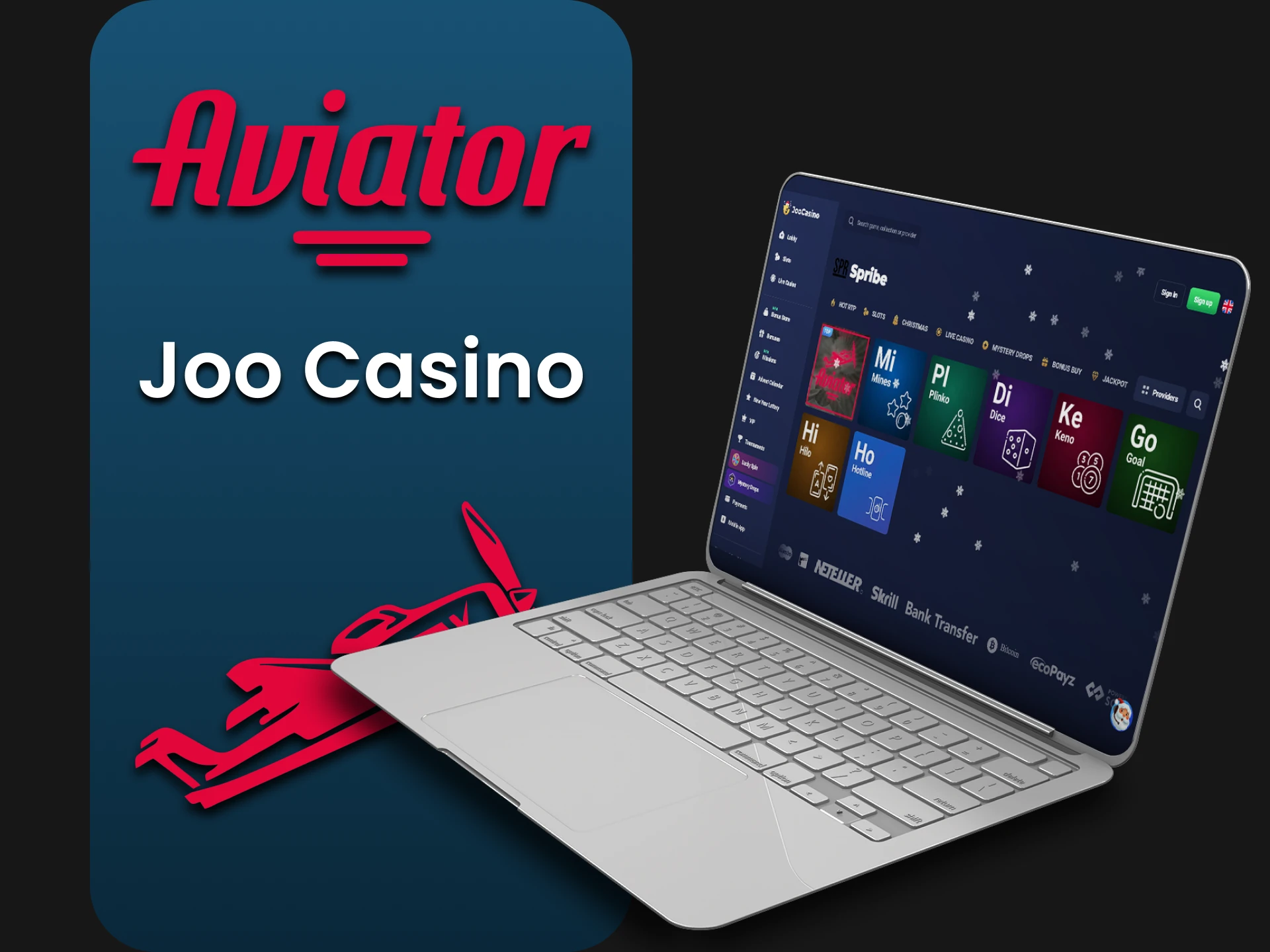 To play Aviator, choose the Joo service.