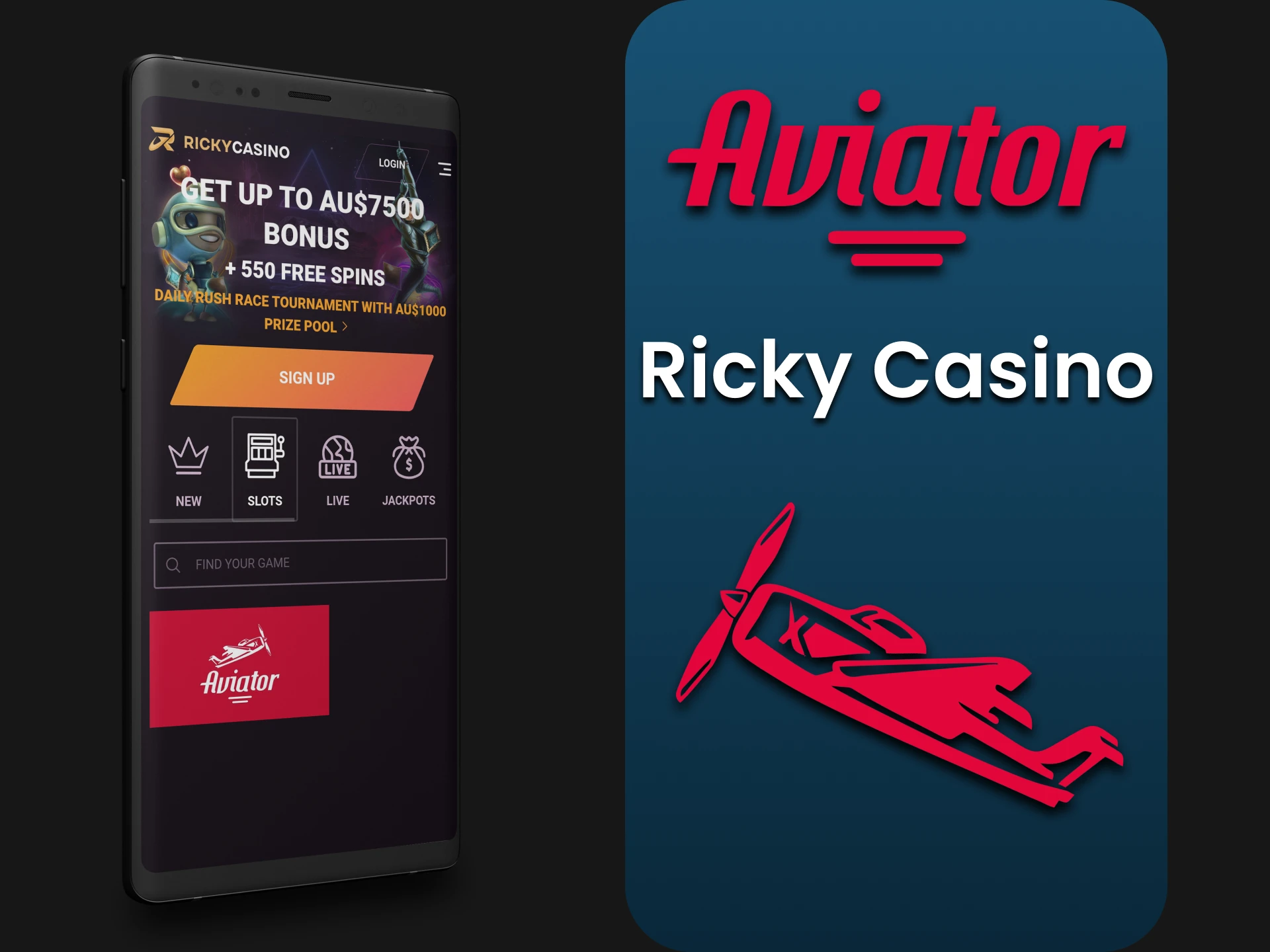 Download the Ricky app to play Aviator.