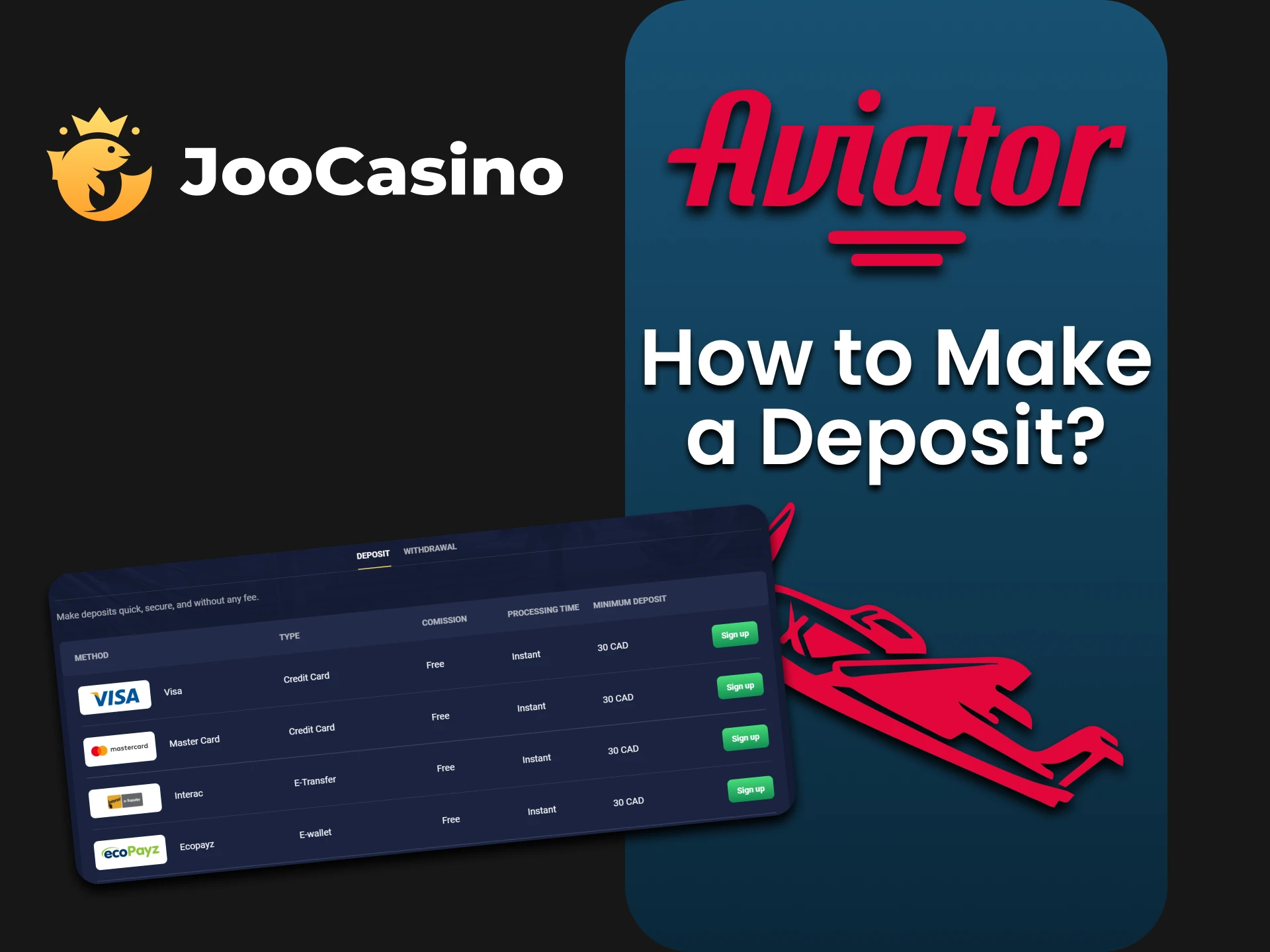 We will tell you how to top up your funds for the Aviator game at Joo Casino.