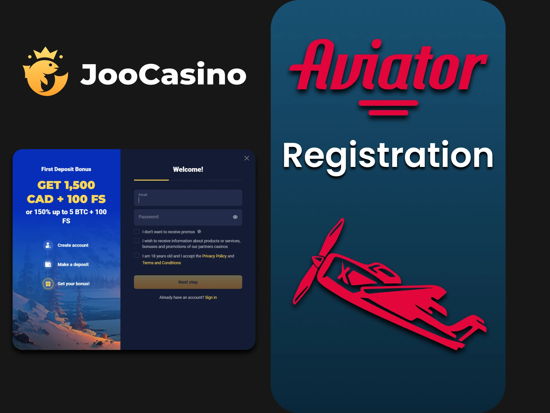 Register at Joo Casino to play Aviator.