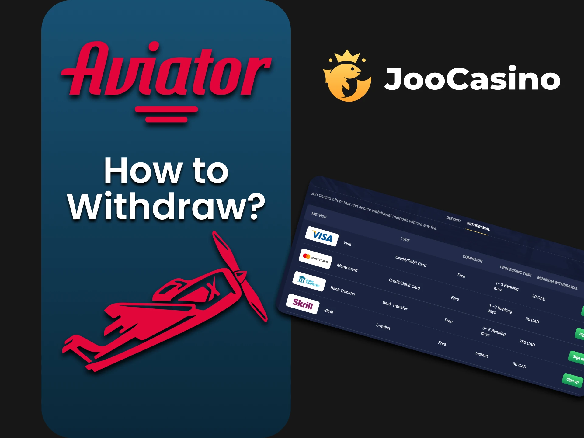 We will tell you how to withdraw funds for the game Aviator at Joo Casino.