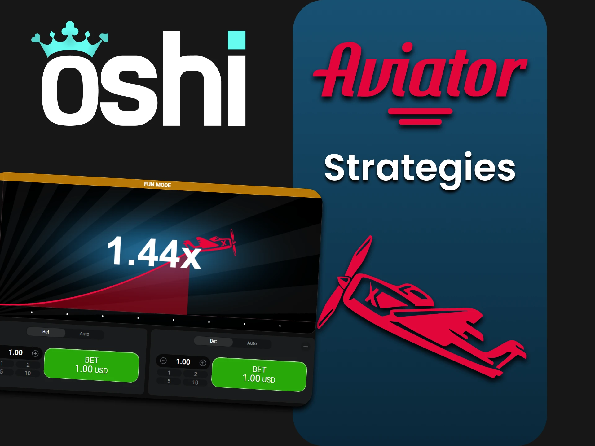Choose the right strategy to play Aviator at Oshi Casino.