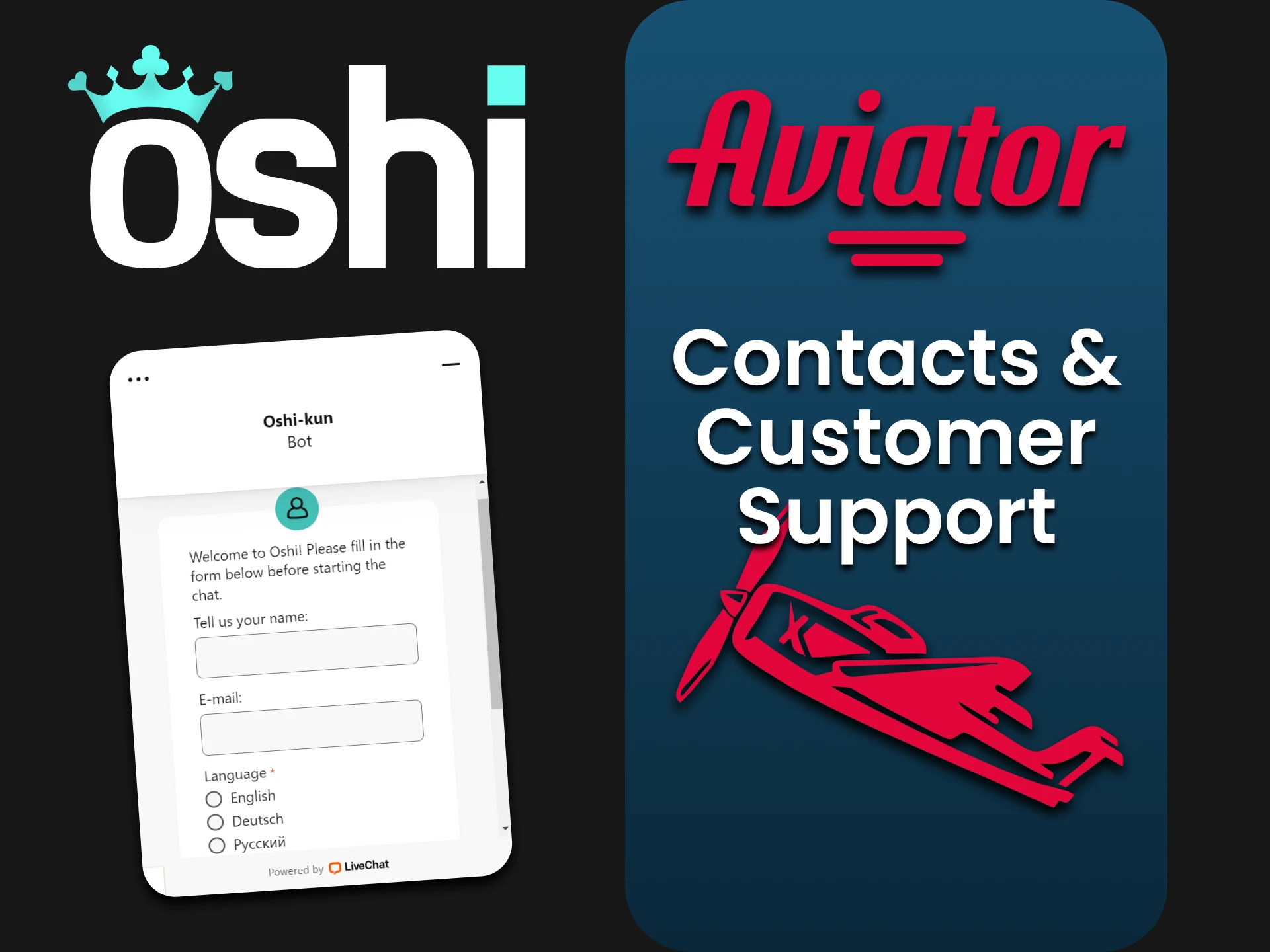We will tell you how to contact the support team at Oshi Casino for the Aviator game.