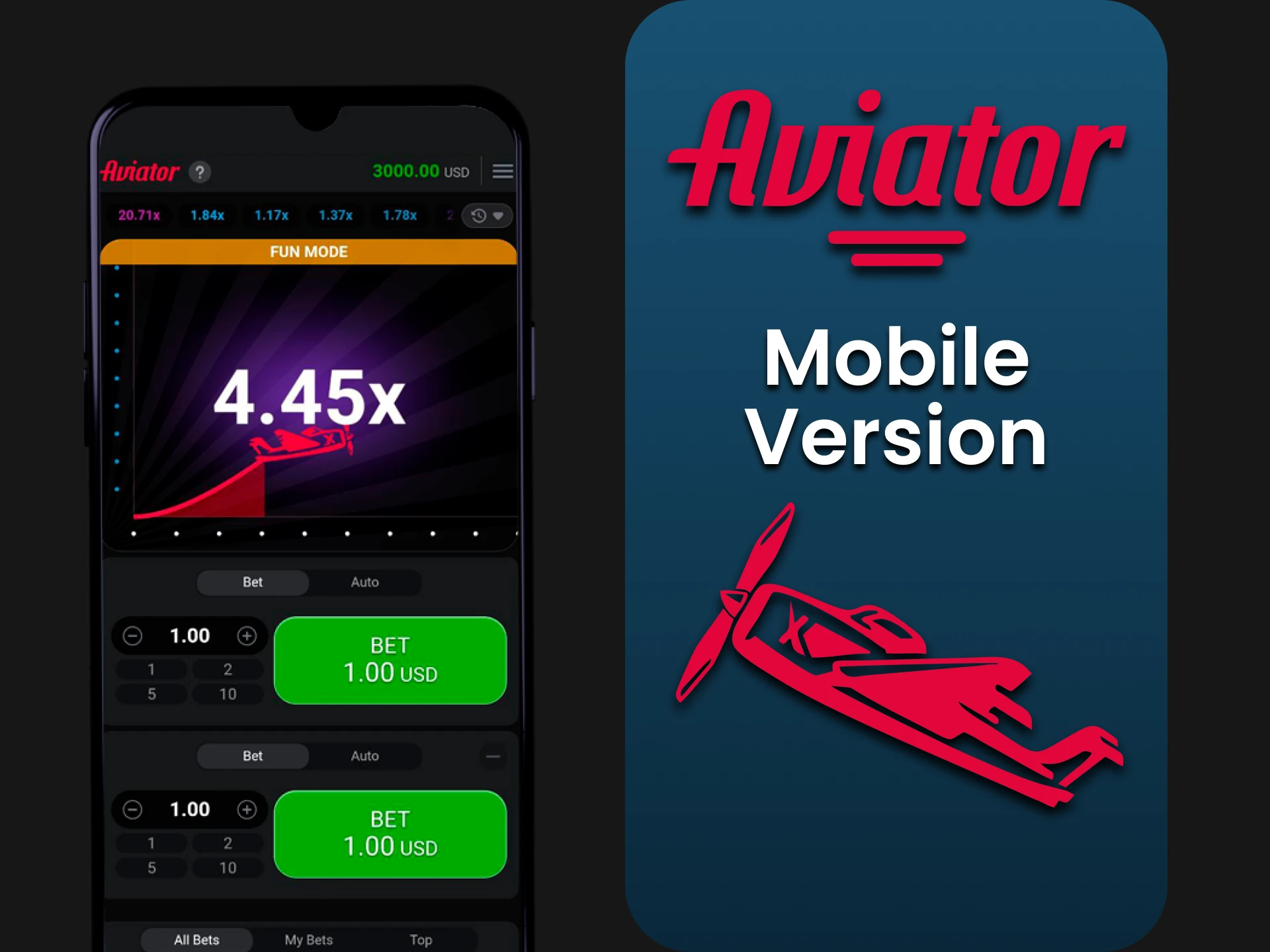 Use the mobile version of the site to play Aviator at Ricky Casino.