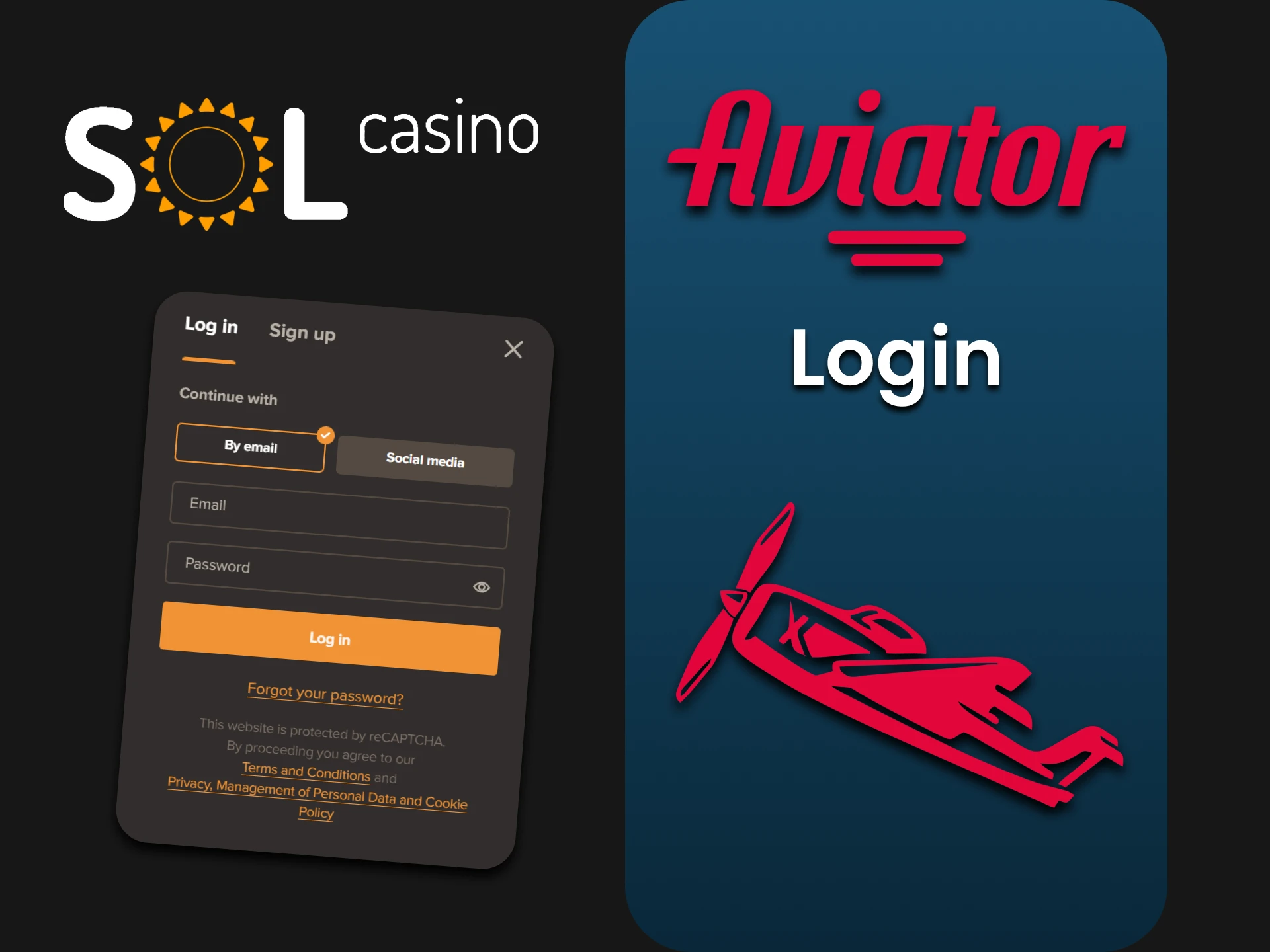 Log in to your personal account at Sol Casino to play Aviator.
