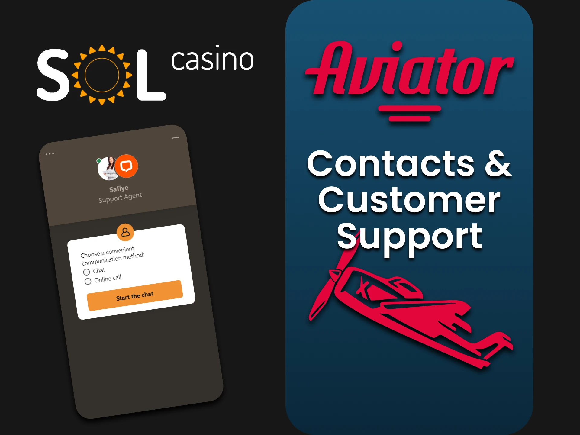 We will tell you how to contact the support team at Sol Casino for the Aviator game.
