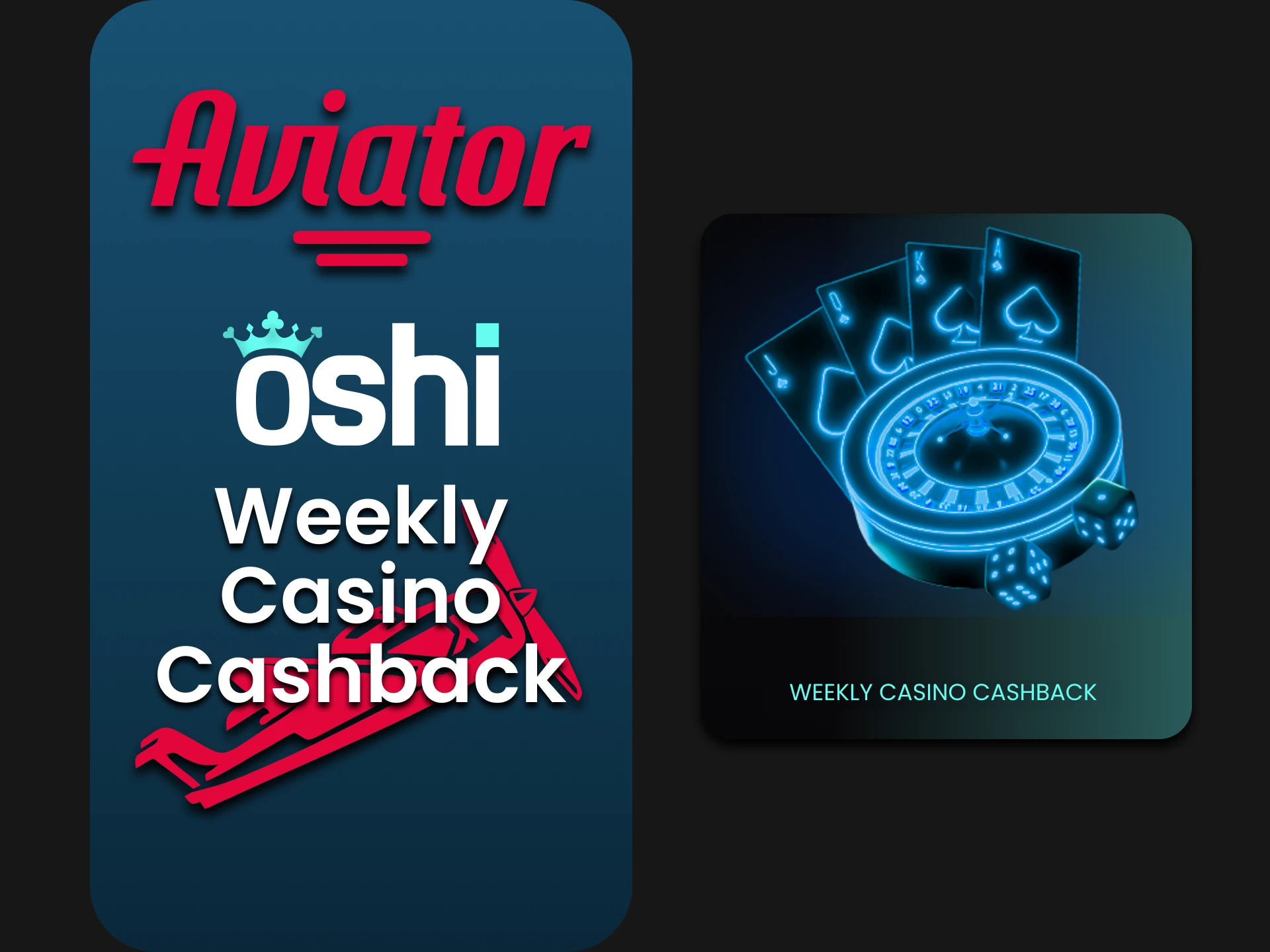 Oshi Casino gives cashback in the form of a casino bonus.
