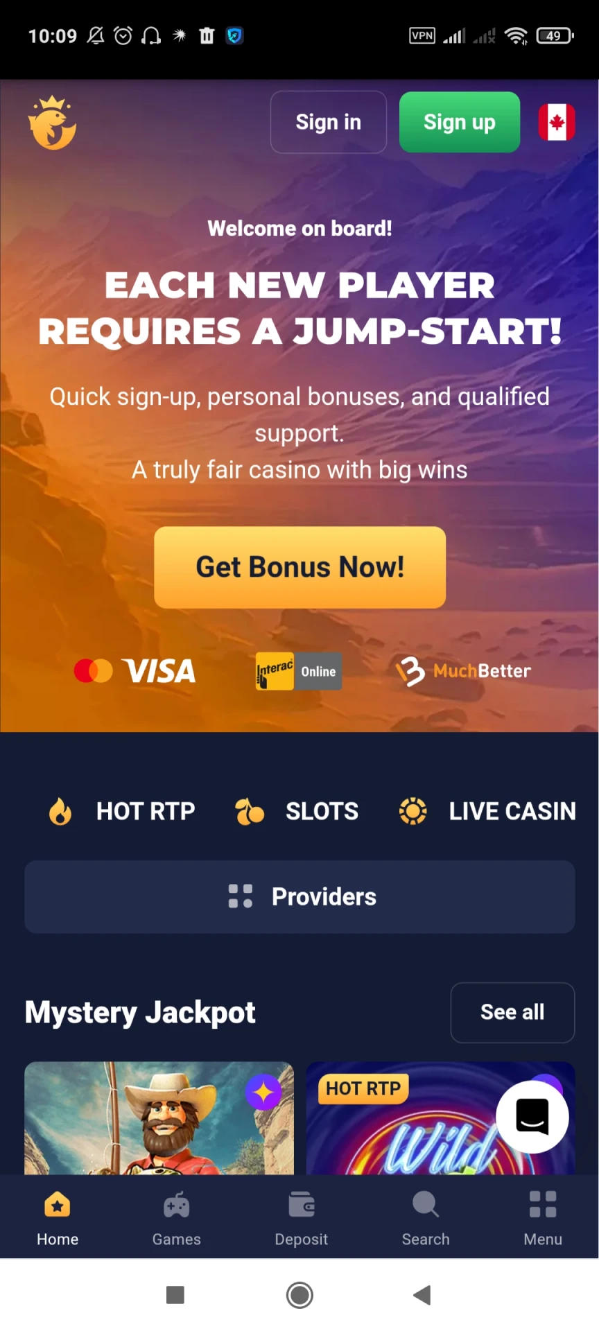 Visit the official Joo Casino page for download on Android.