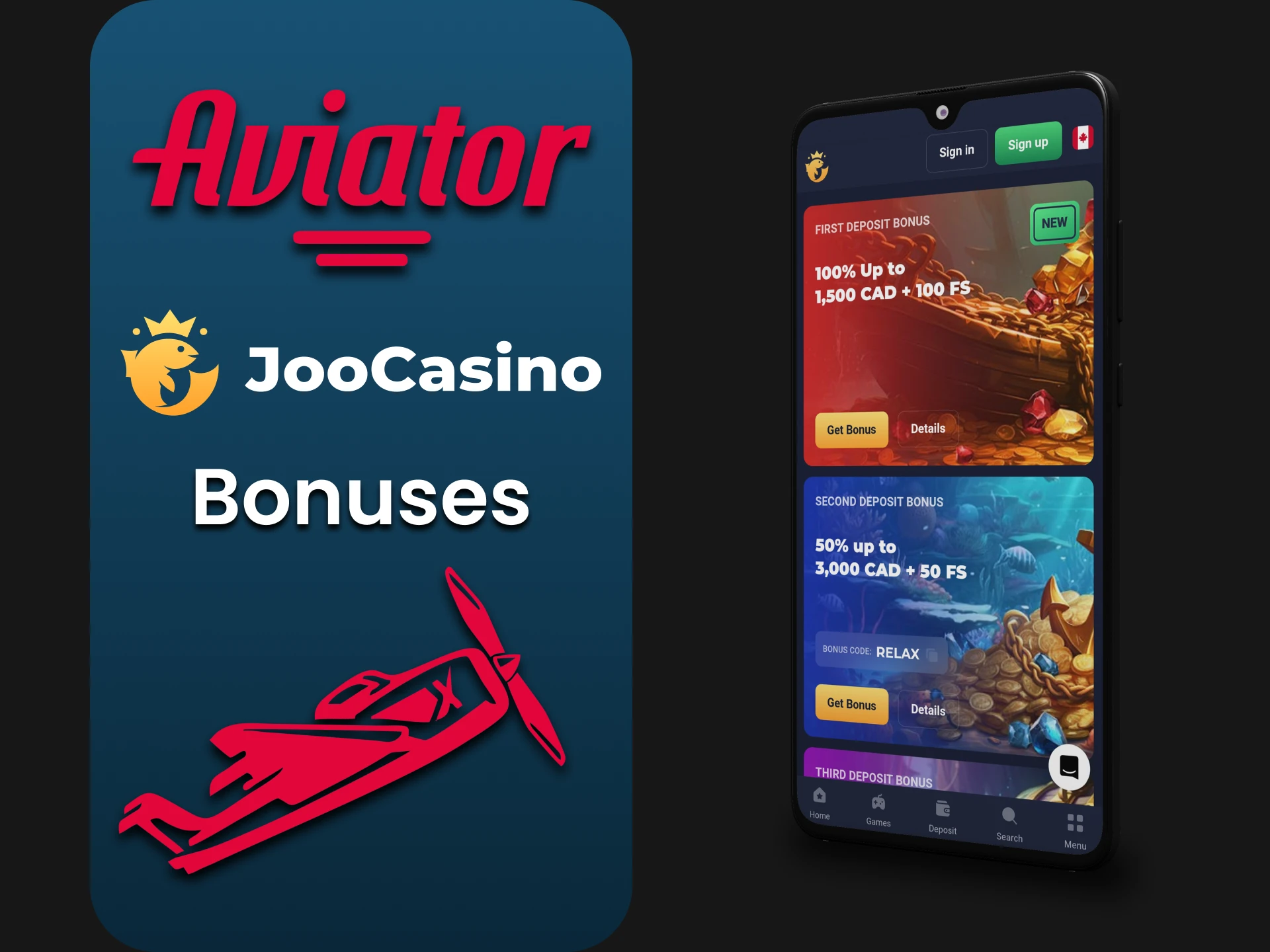 When you play Aviator in the Joo Casino app you get bonuses.