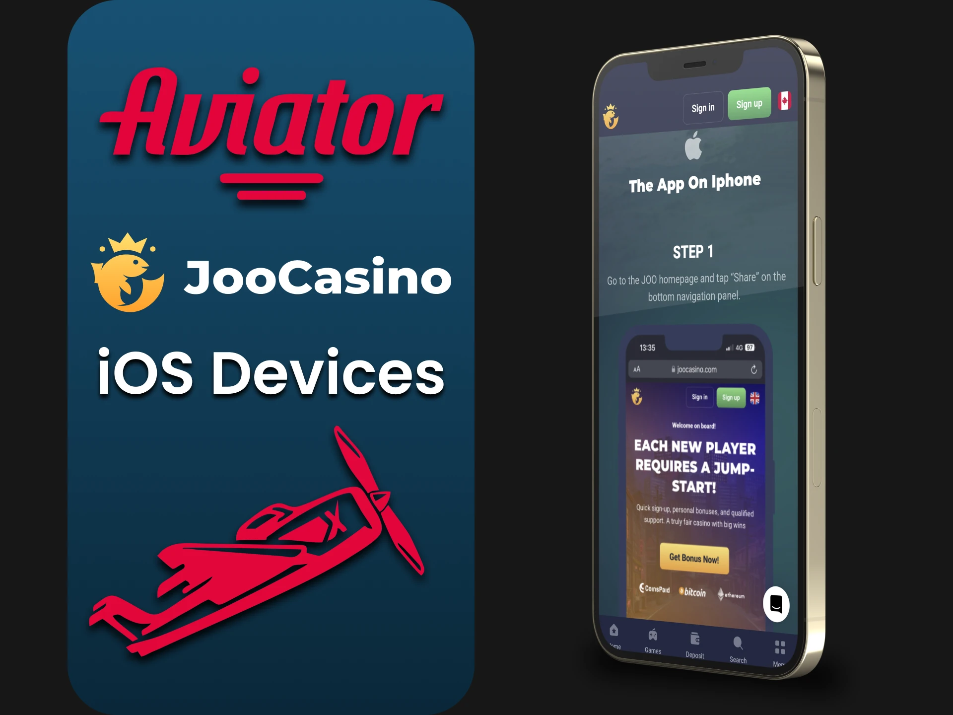 To play Aviator in the Joo Casino application, use iOS devices.