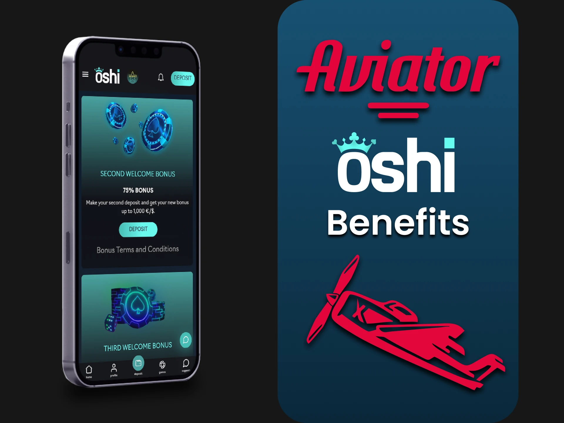 We will tell you about the benefits of the Oshi Casino application for Aviator.