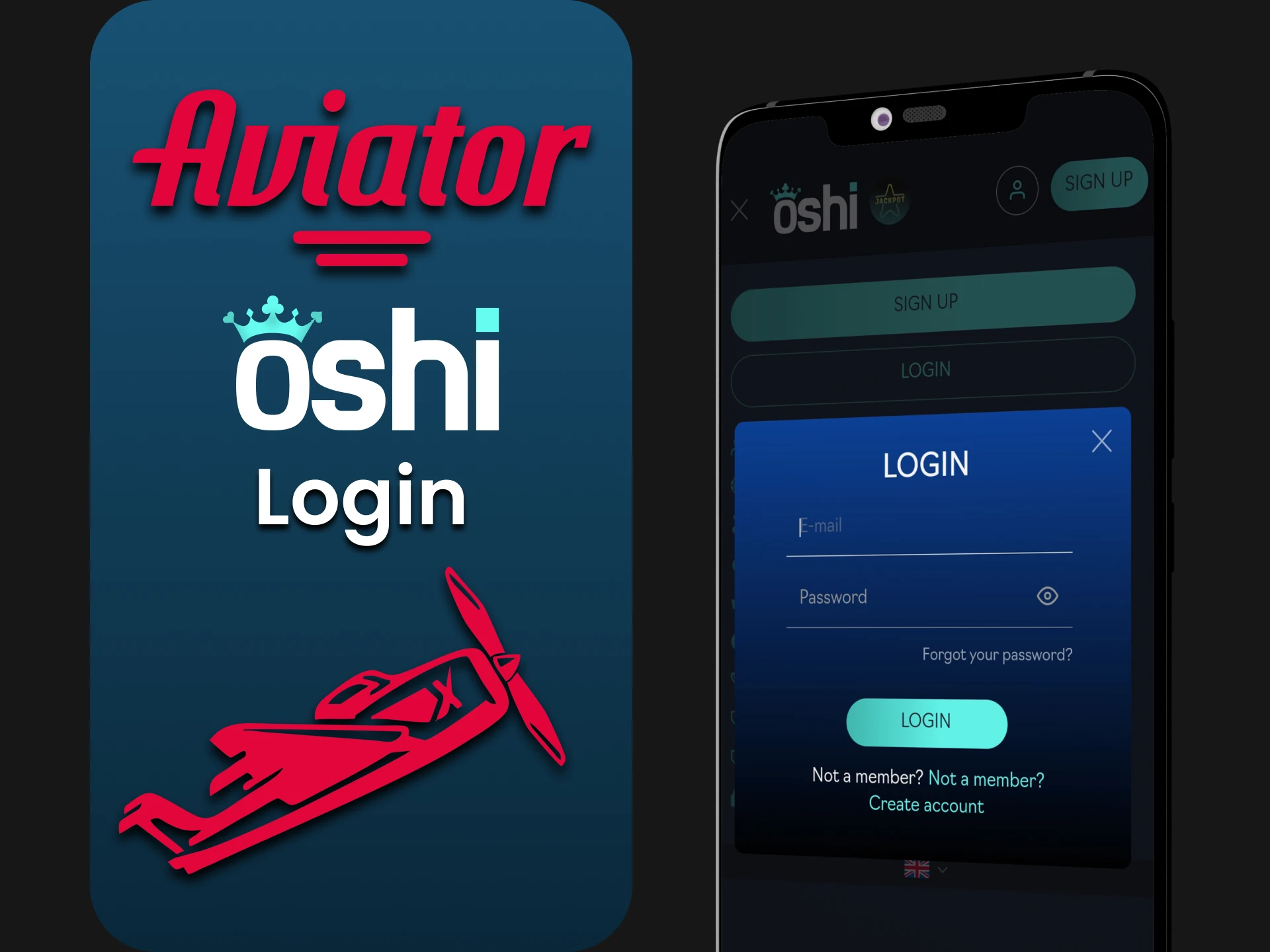 Log in to your Oshi Casino account through the Aviator app.