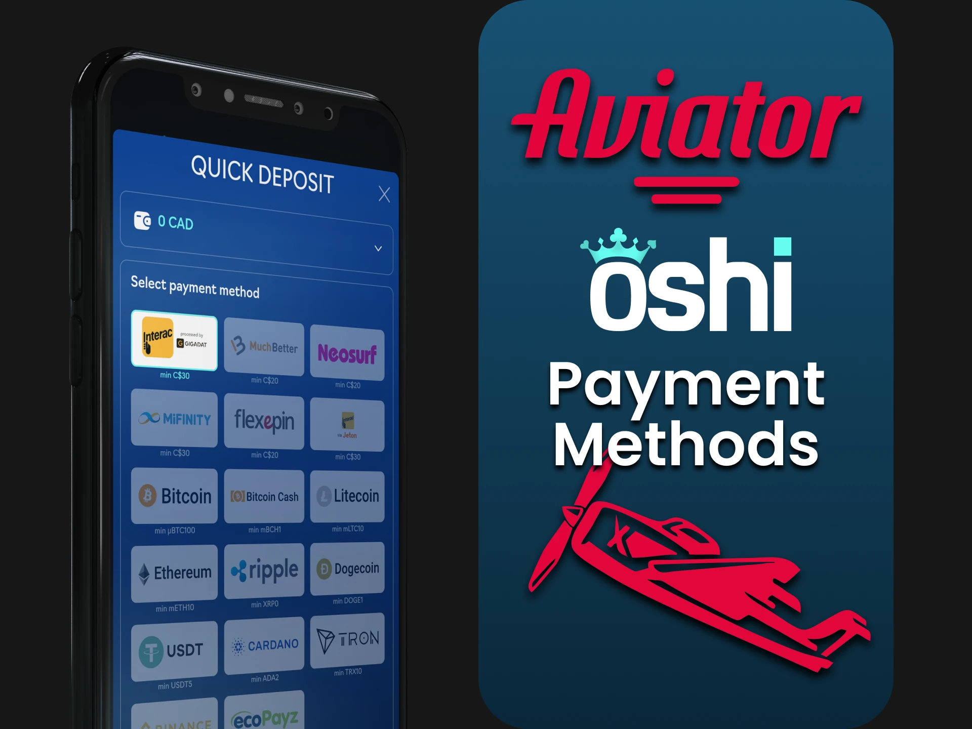 We will tell you about payment in the Oshi Casino application for Aviator.