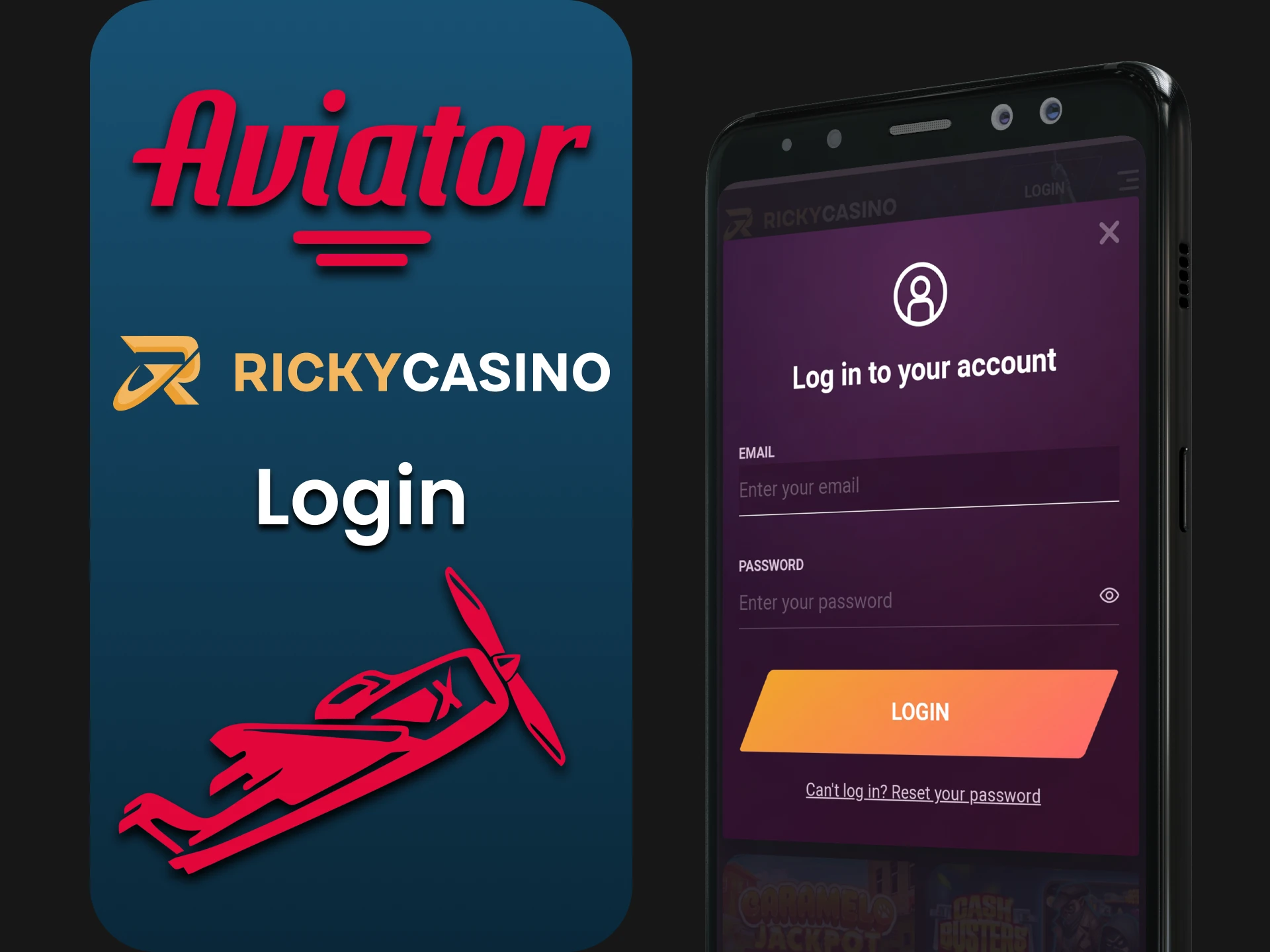 By logging into your Ricky Casino app account, you can play Aviator.