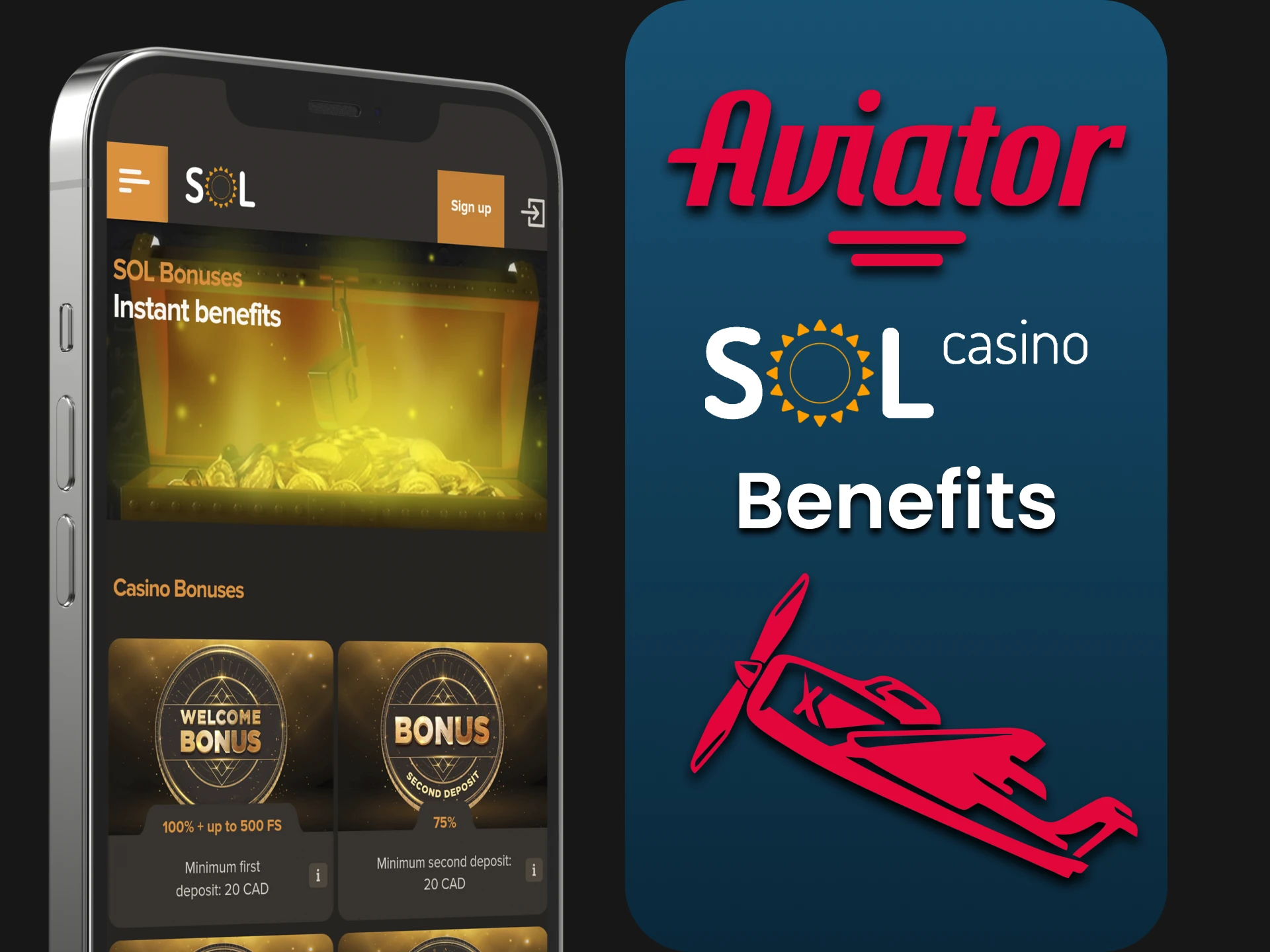 We will tell you about the advantages of the Sol Casino application for the Aviator game.