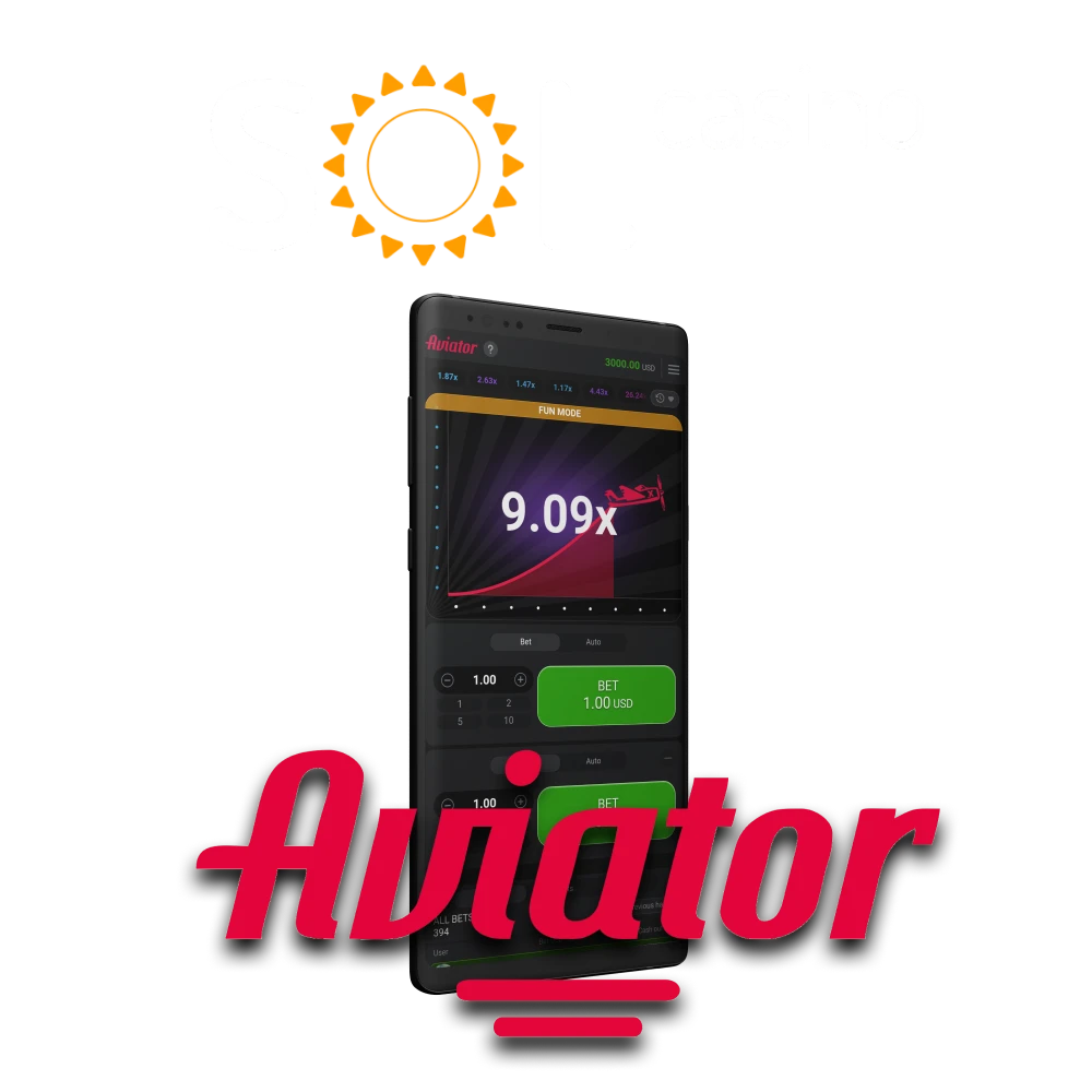To play Aviator, choose the Sol Casino application.