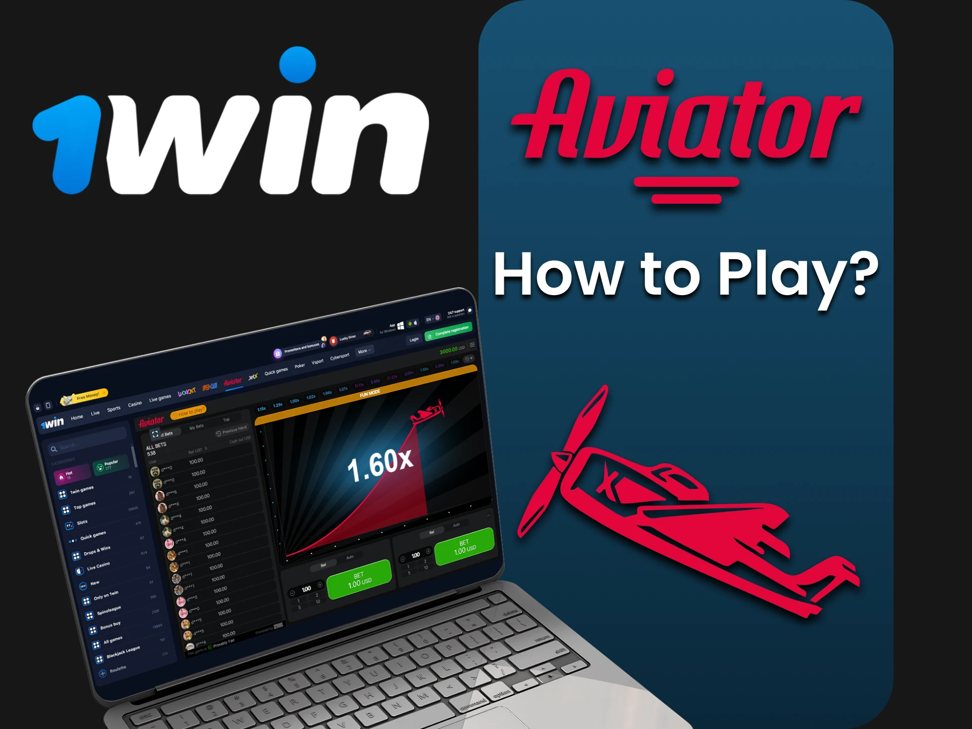 We will show you how to start playing Aviator on 1win.