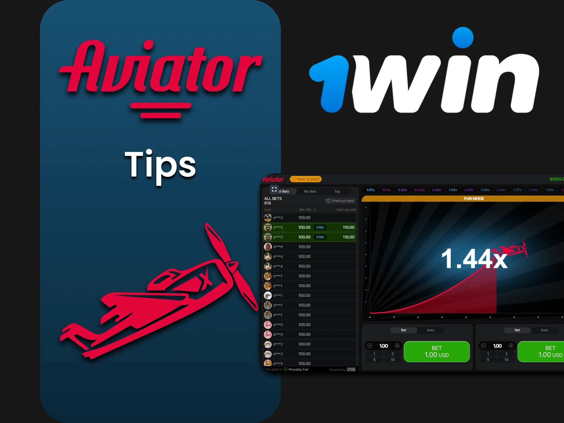 We will give tips for winning in Aviator at 1win.