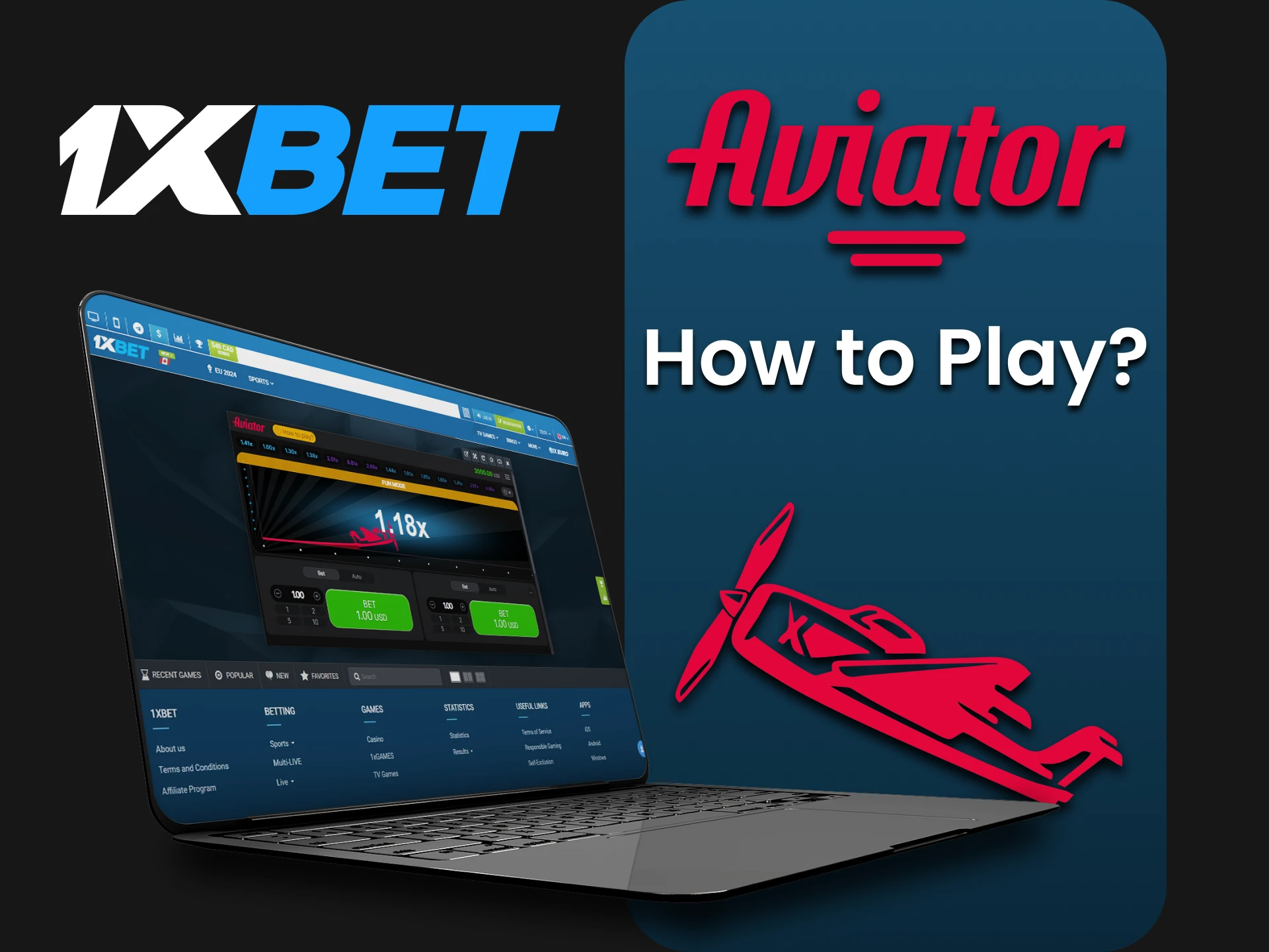 We will show you how to start playing Aviator on 1xbet.