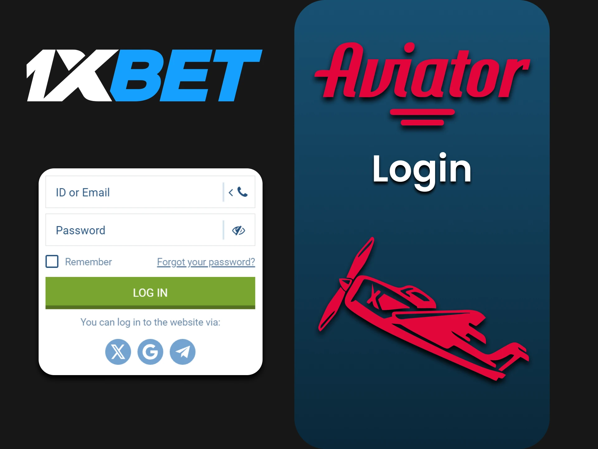 Use your personal account to play Aviator at 1xbet.