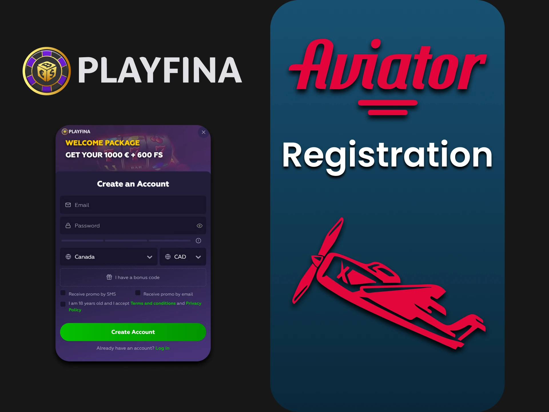 Register on Playfina to play Aviator.