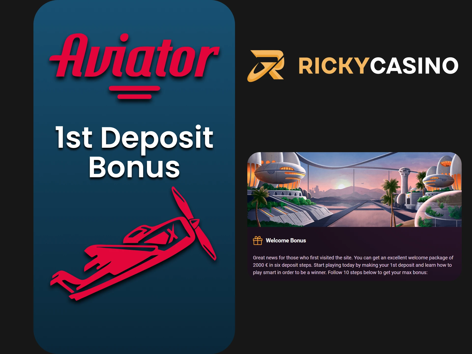 Top up your deposit and get a bonus for Aviator from Ricky Casino.