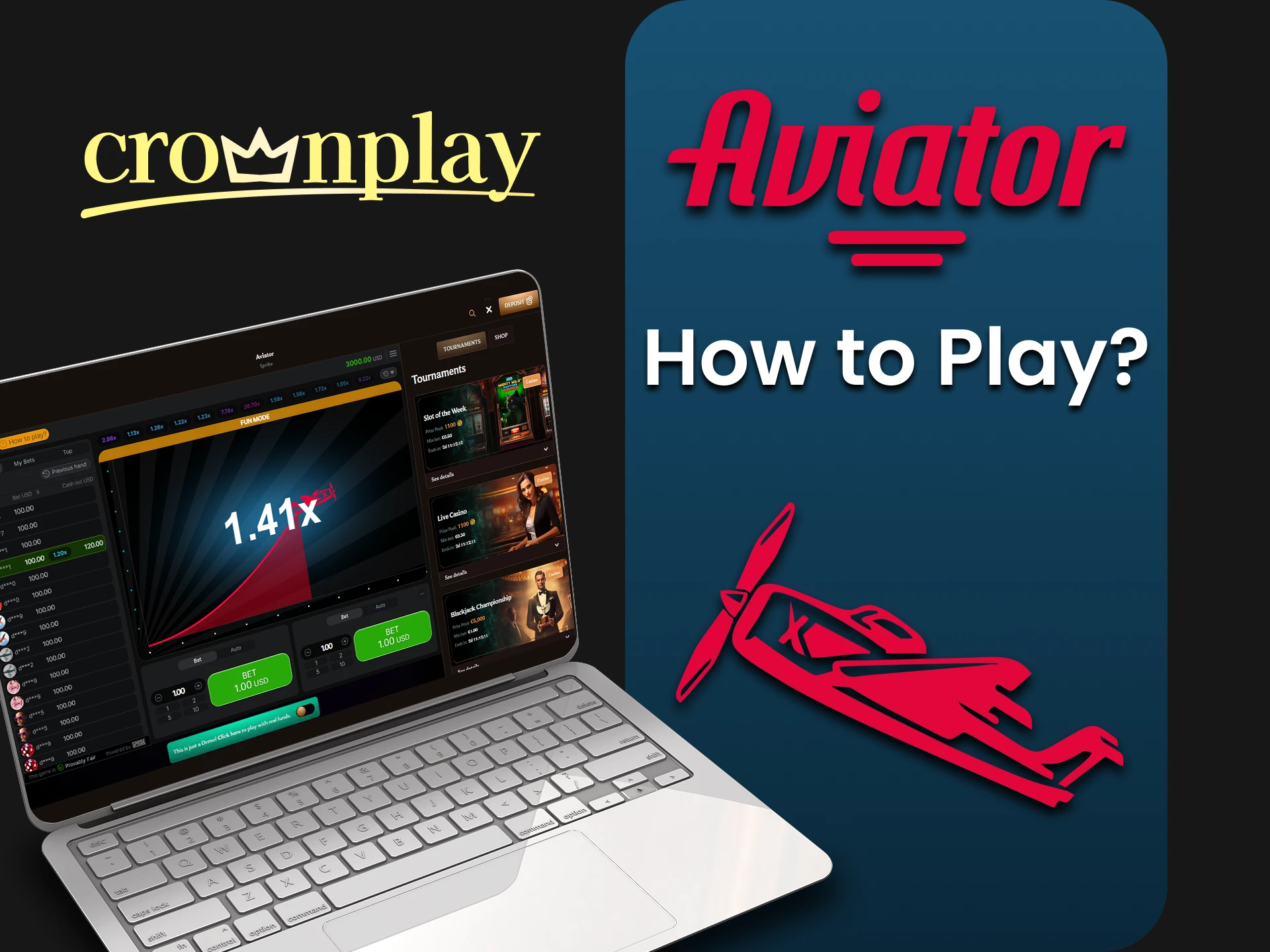 We will show you how to start playing Aviator on Crownplay.