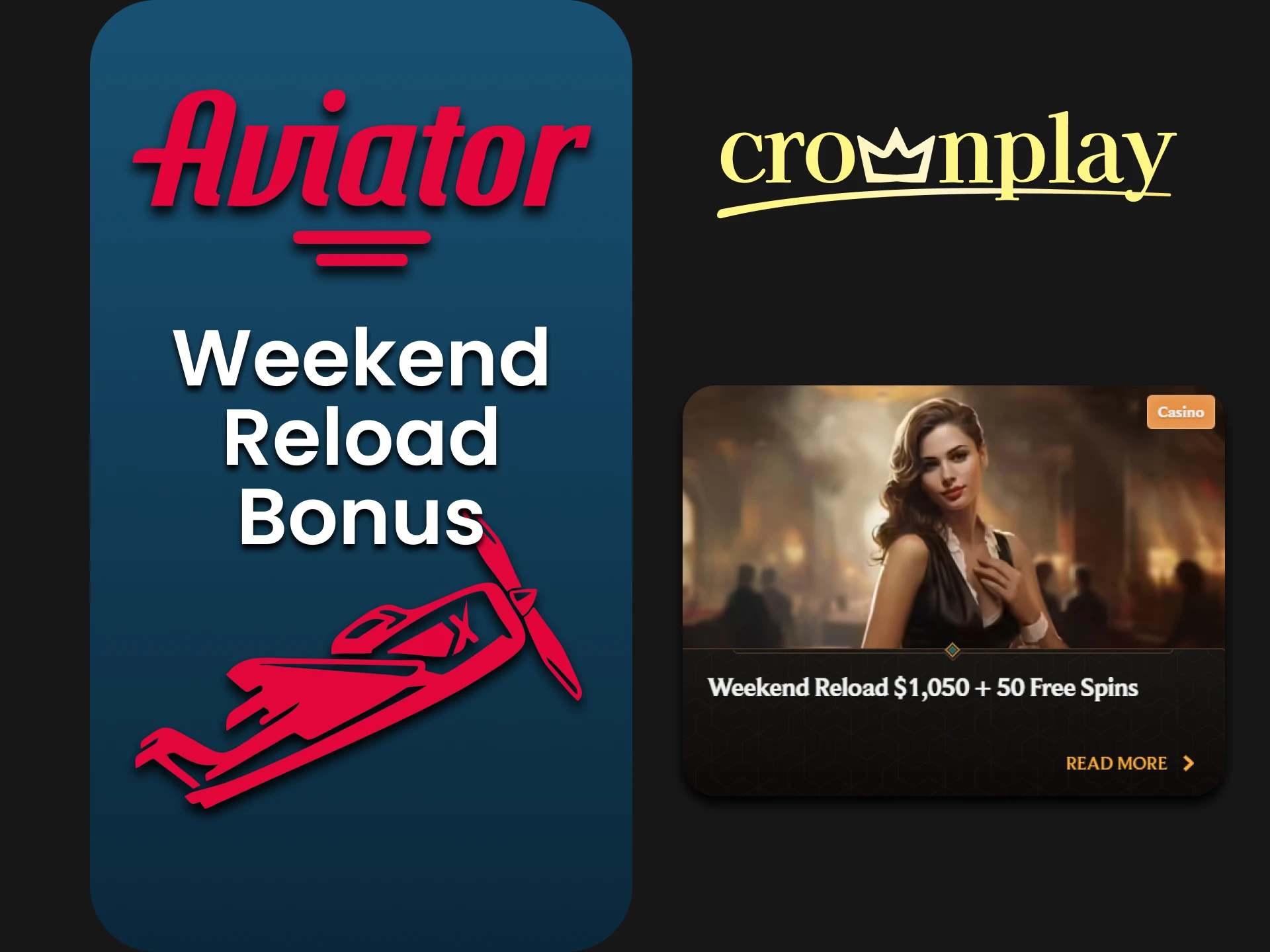 Crownplay gives the Reload bonus to Aviator players.