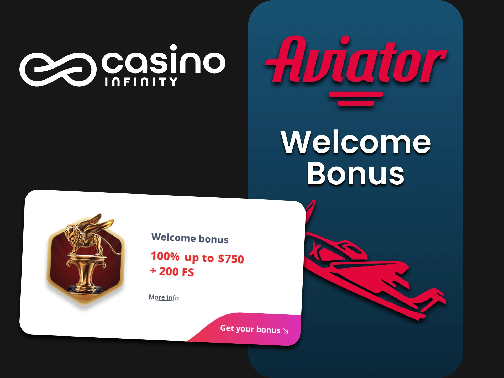 Top up your deposit and receive a welcome bonus for Aviator from Infinity.