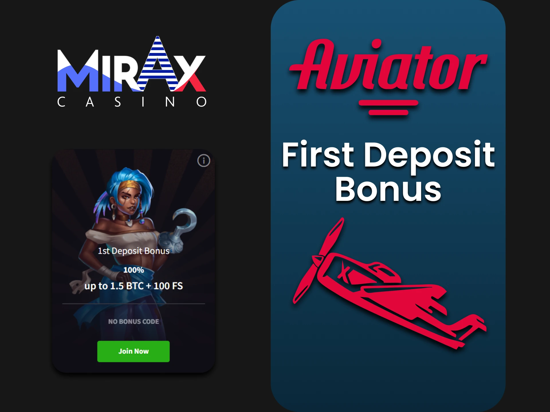 Claim your welcome bonus from Mirax for Aviator.