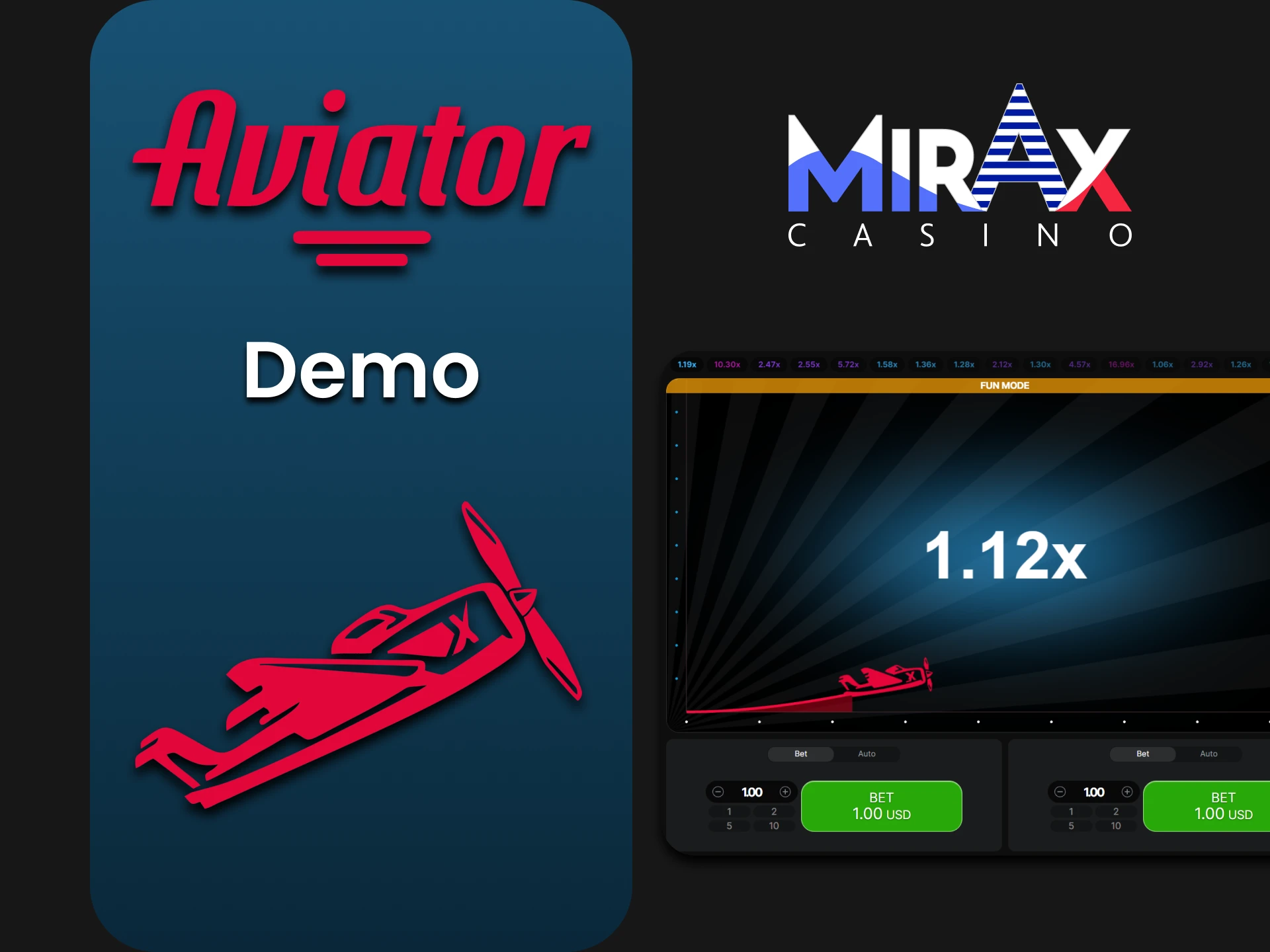 You can train in the free version of Aviator on Mirax.