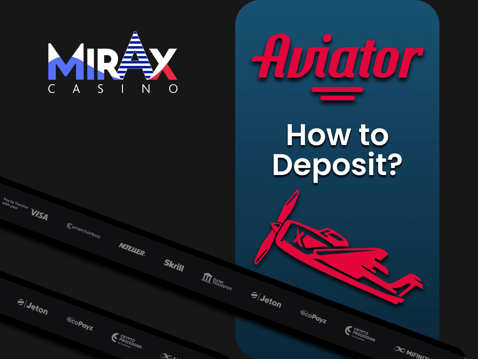 Choose your method of replenishing funds on Mirax for Aviator.