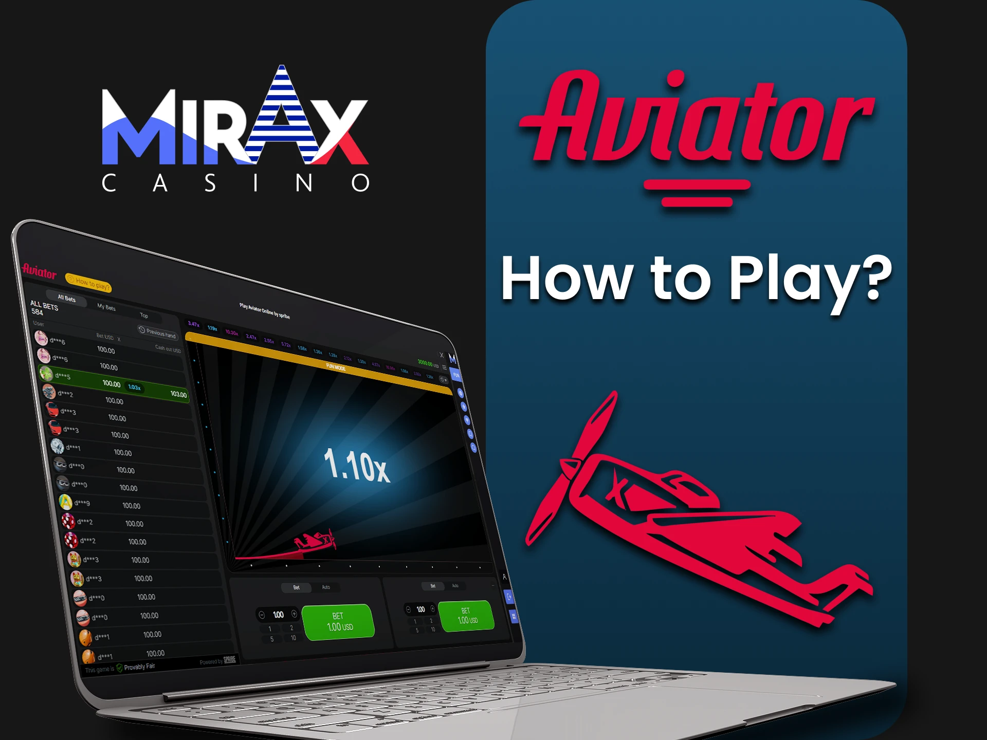 Go to the casino section to play Aviator on Mirax.