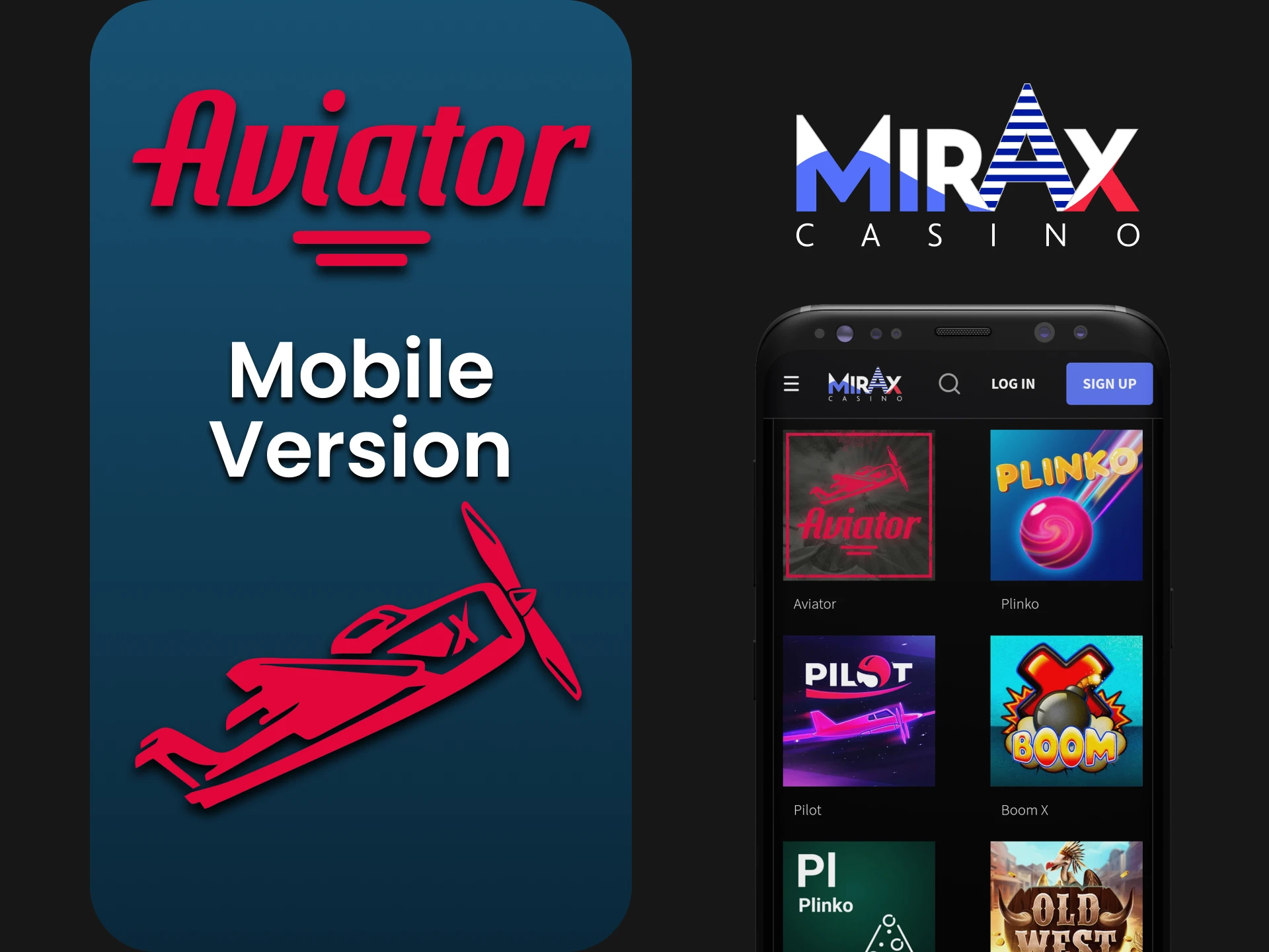 Visit the mobile version of the Mirax website to play Aviator.