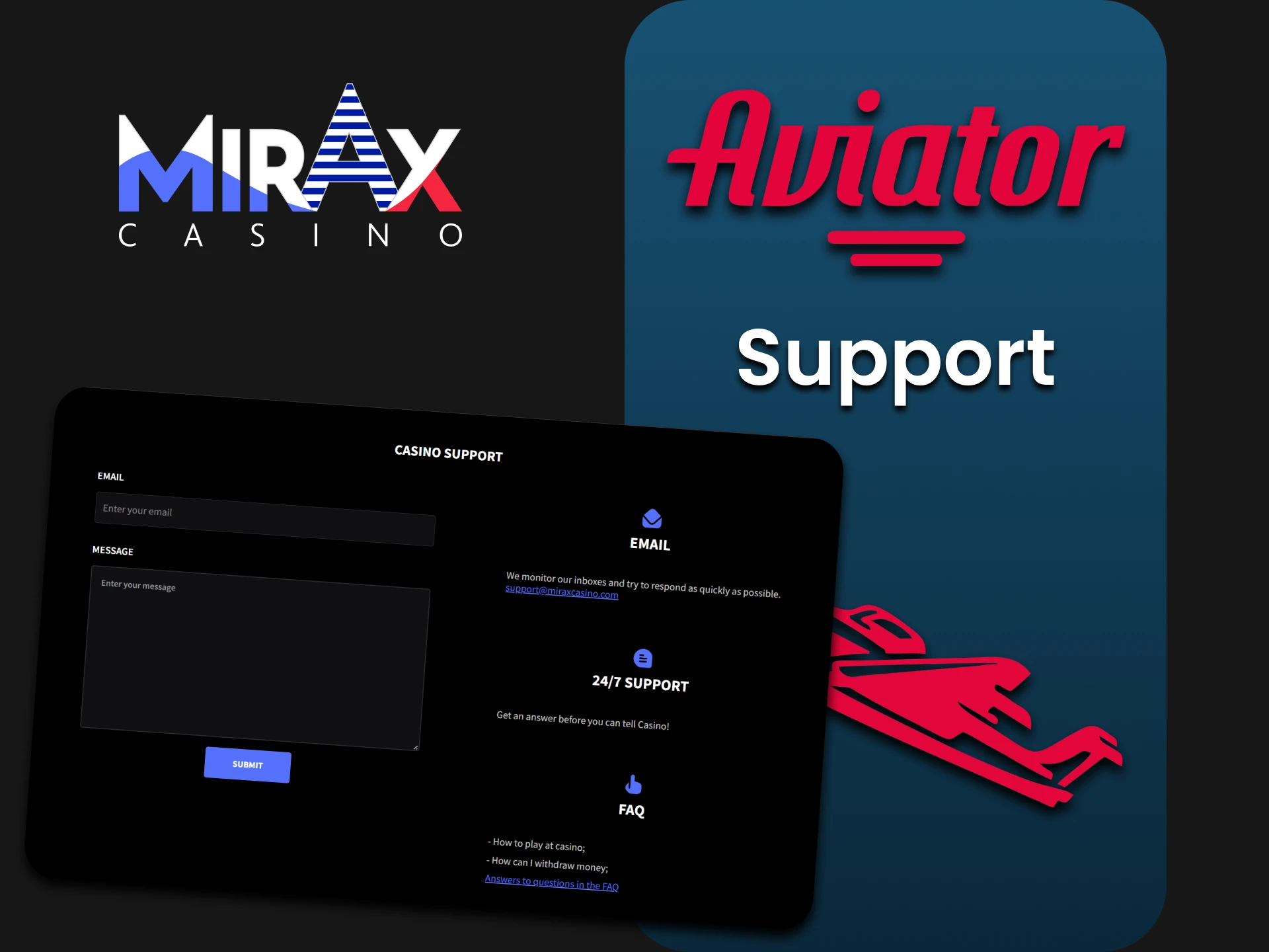 For questions about the Aviator game, you can contact Mirax website support.