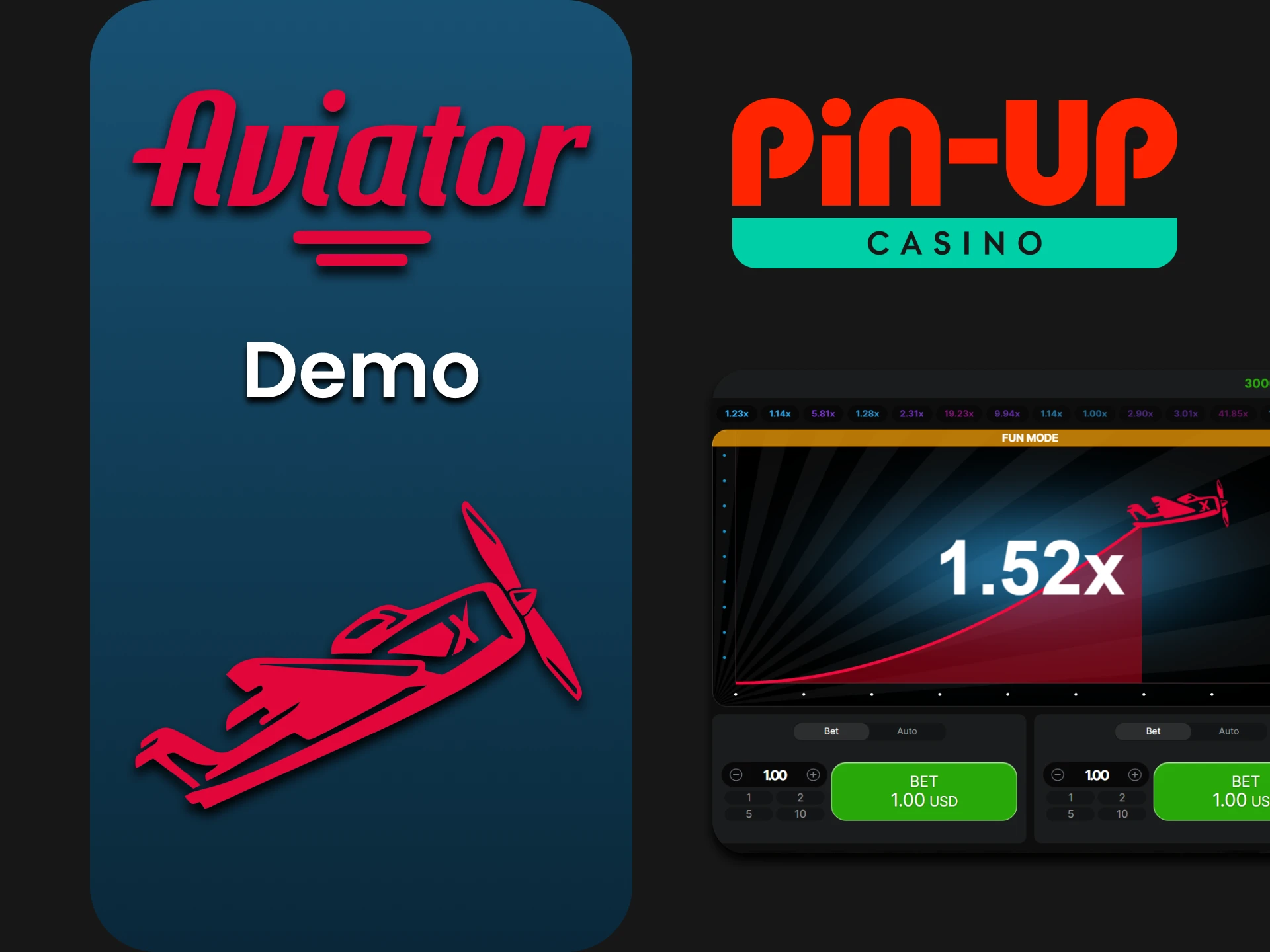 Practice the demo version of Aviator on Pin Up.