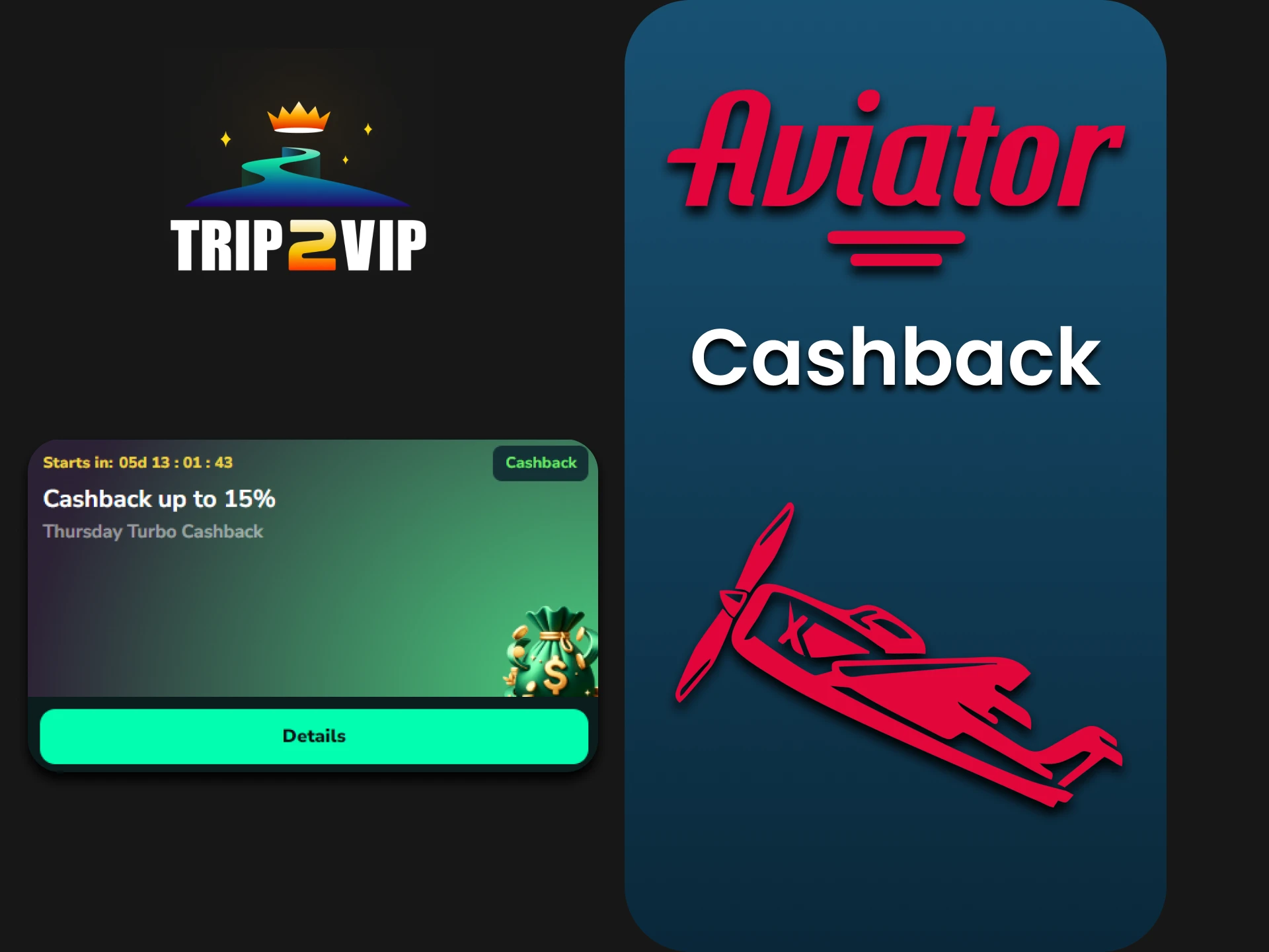 Get cashback for the Aviator game from Trip2Vip.