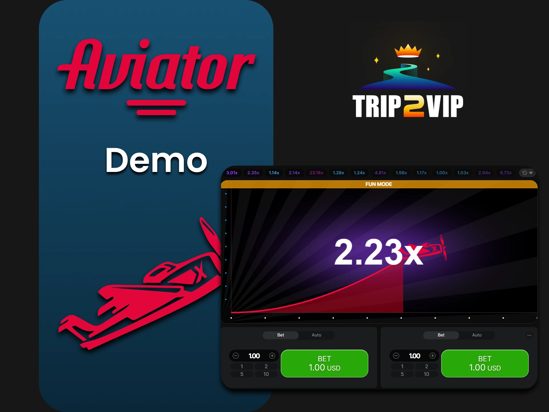 You can train in the free version of Aviator on Trip2Vip.