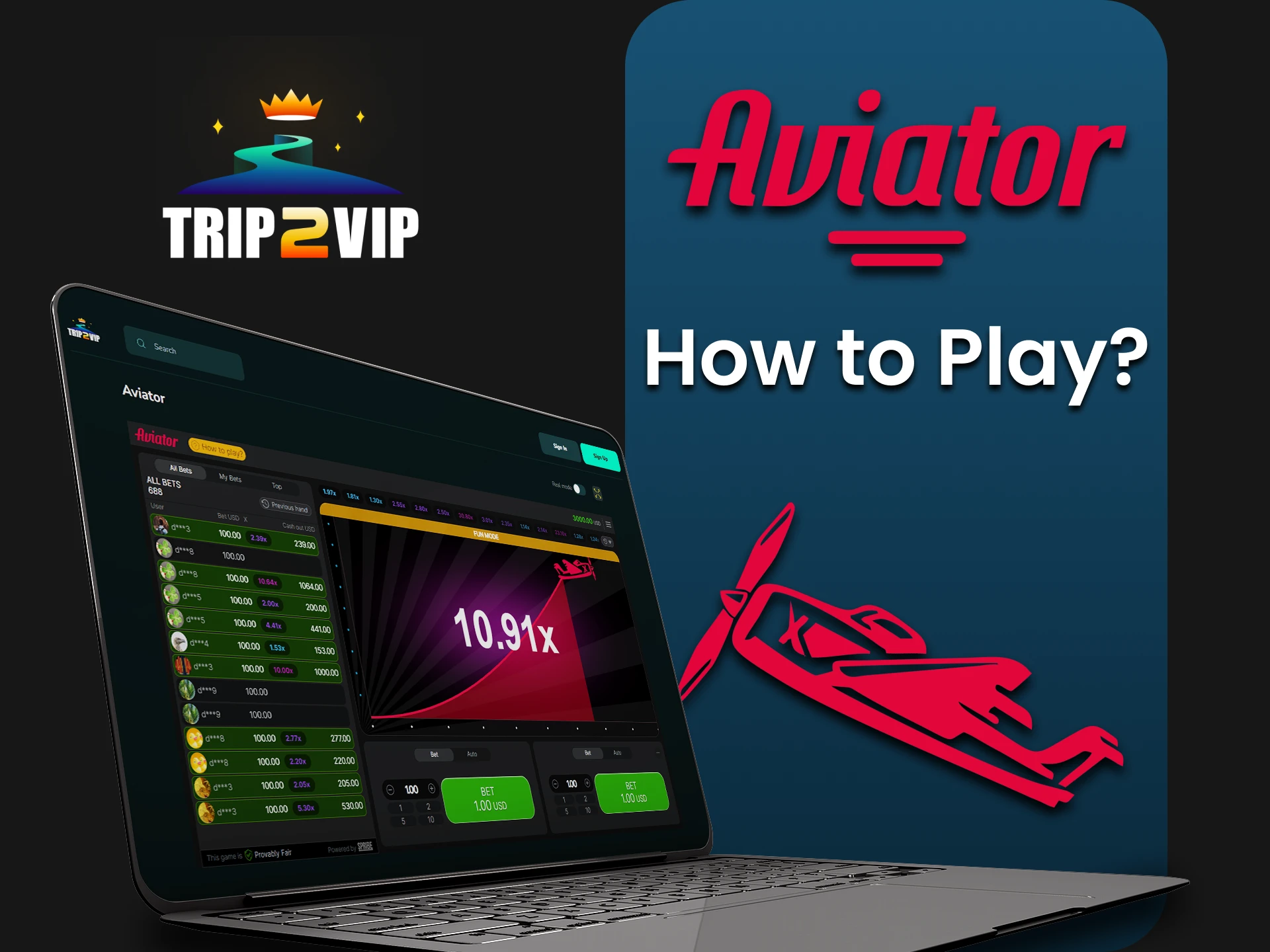 Go to the casino section to play Aviator on Trip2Vip.