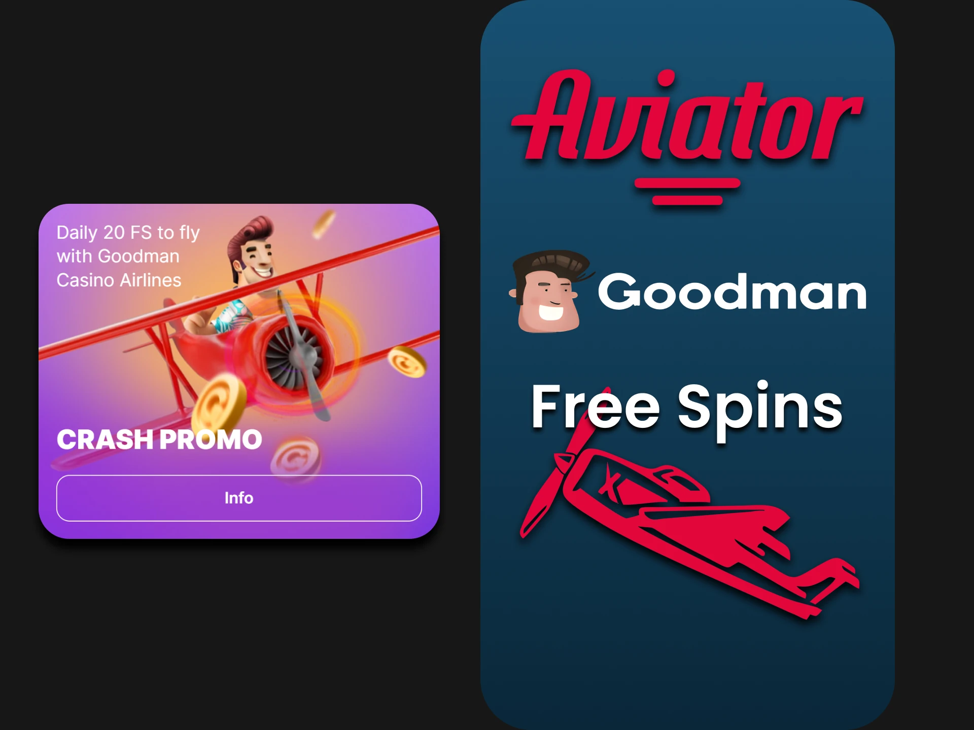 Use your free spins on the Aviator game at Goodman Casino.