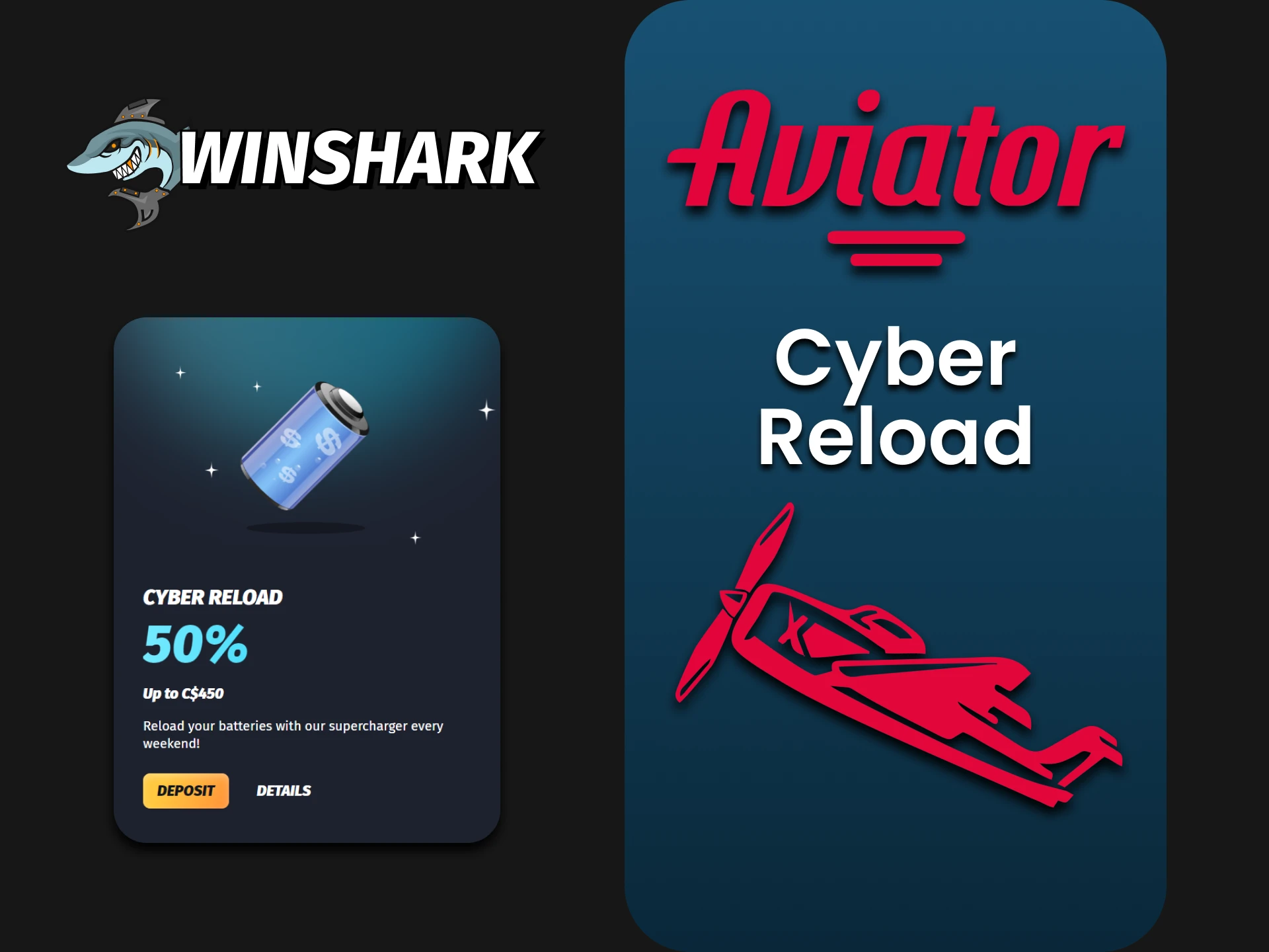 Get the Reload bonus for the Aviator from Winshark.