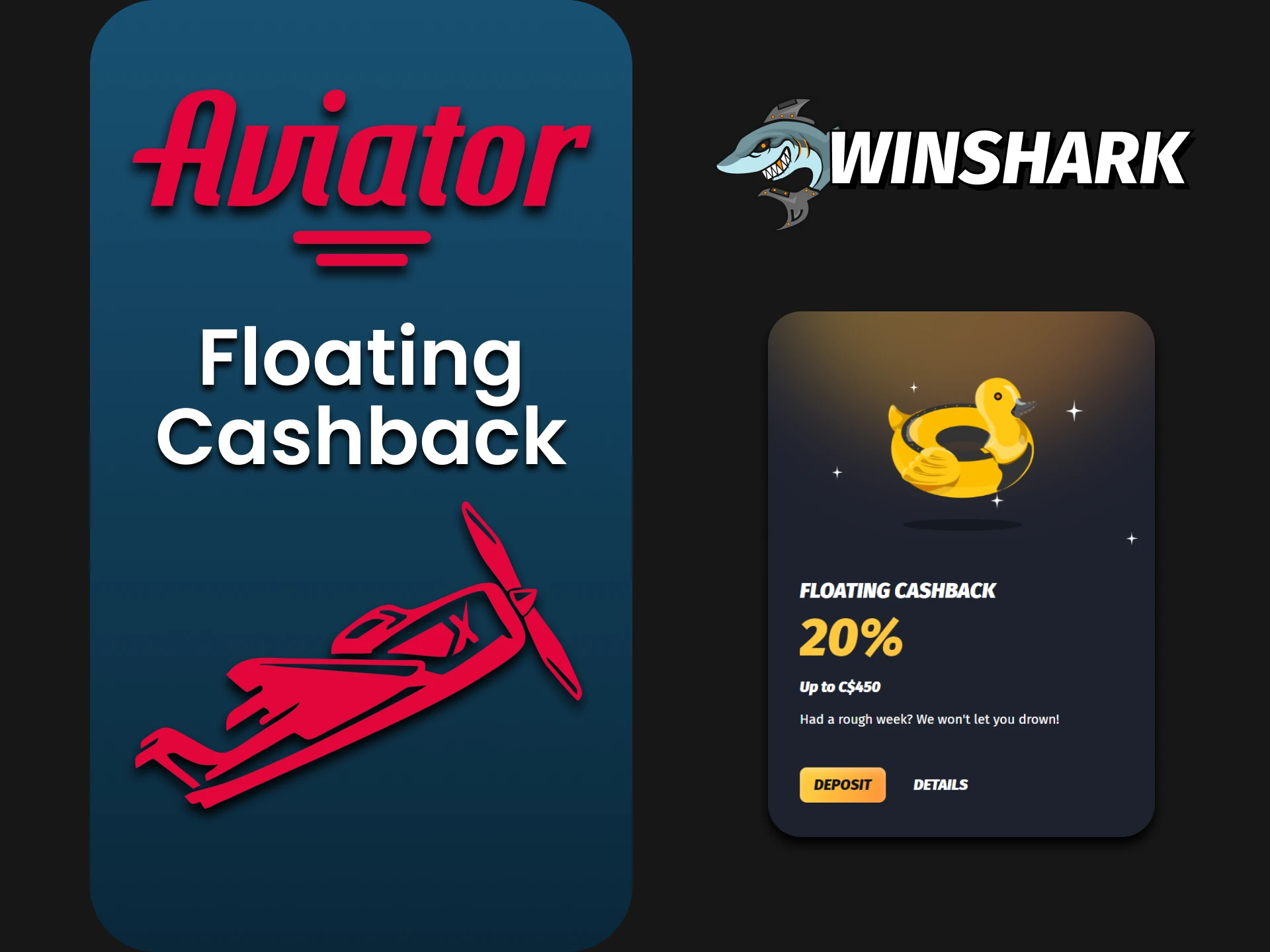 Winshar gives cashback for playing Aviator.