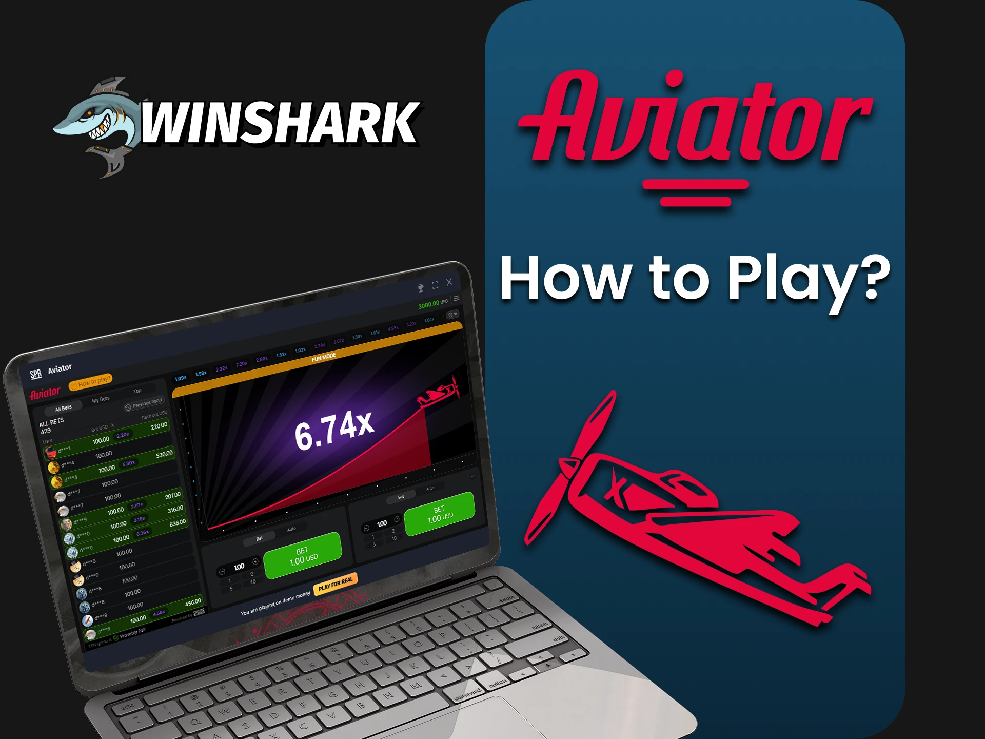 Go to the casino section to play Aviator on Winshark.