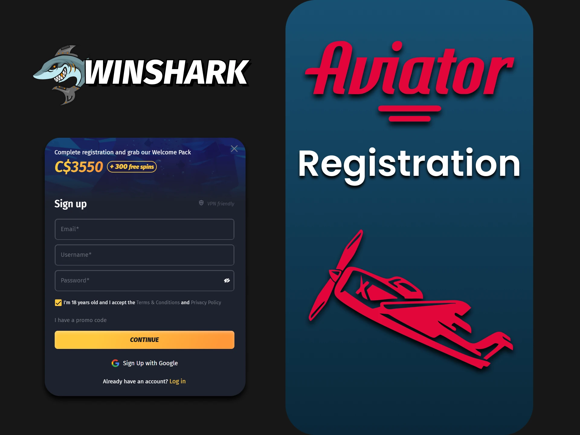 Register on Winshark to play Aviator.