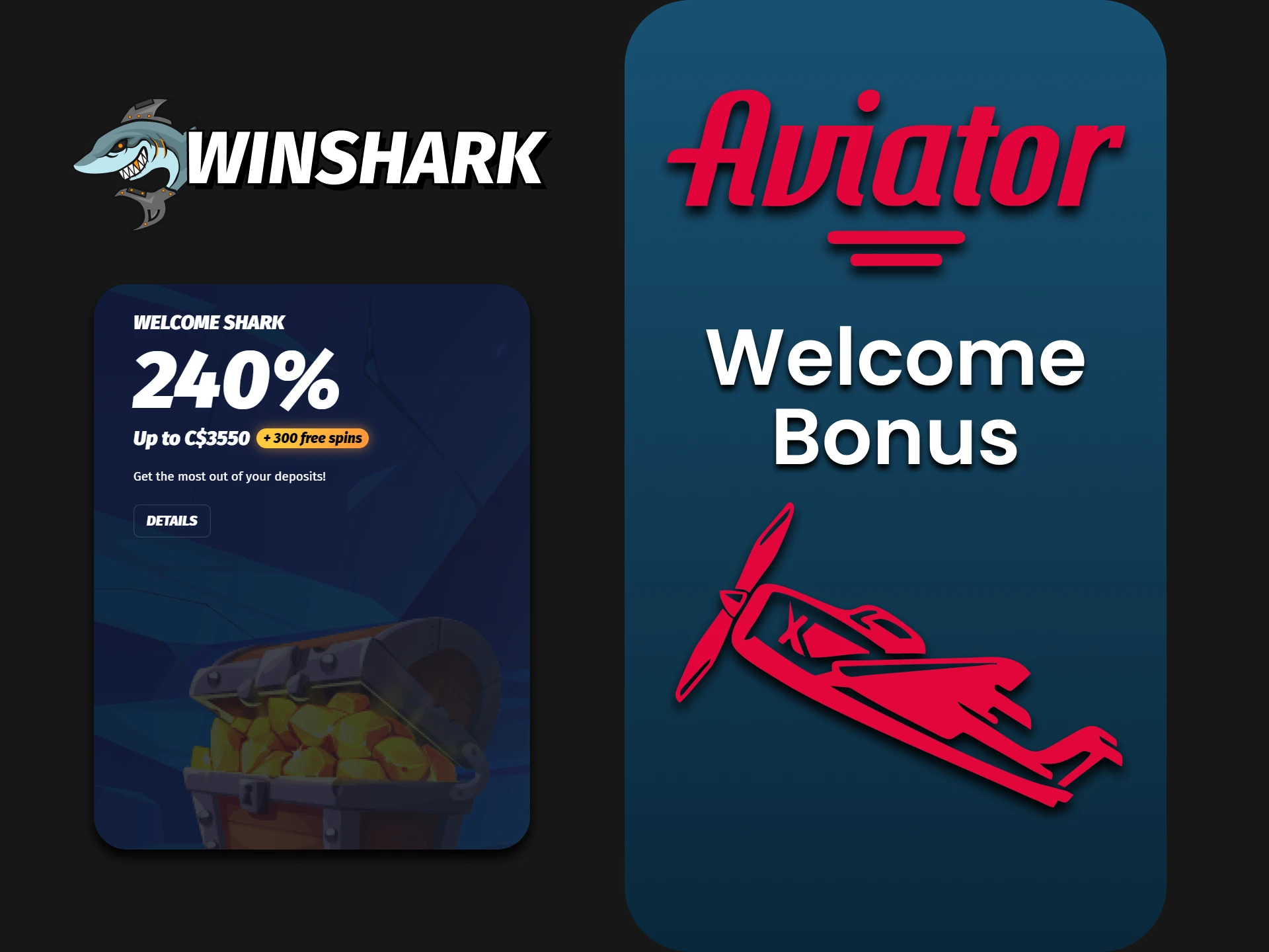 Top up your deposit and receive a welcome bonus for Aviator from Winshark.