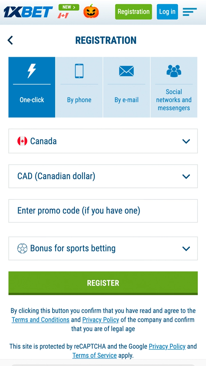 Create a personal account to play at 1xBet.