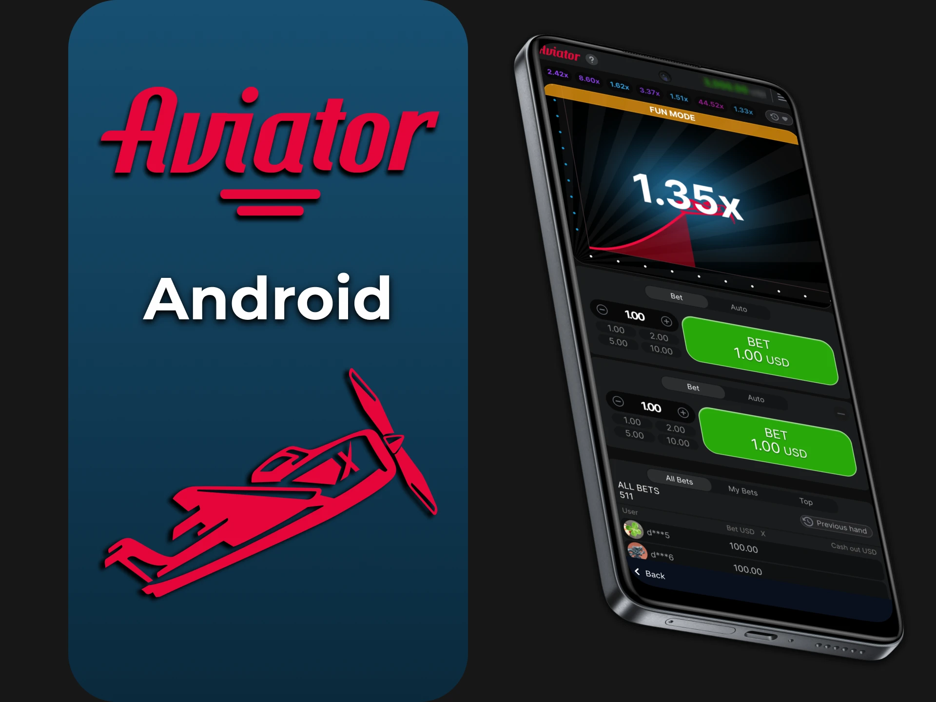 You can download the Aviator app for Android.