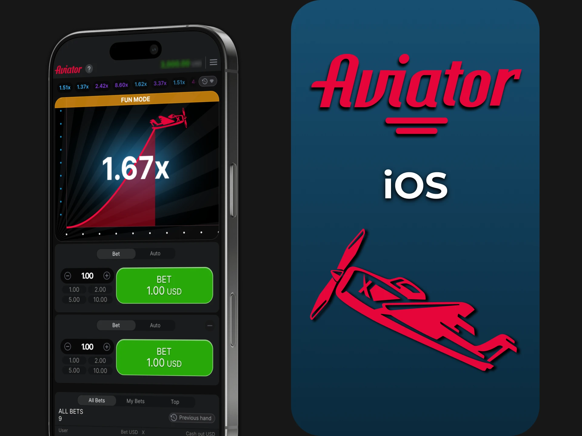 Install Aviator app on your iOS smartphone.